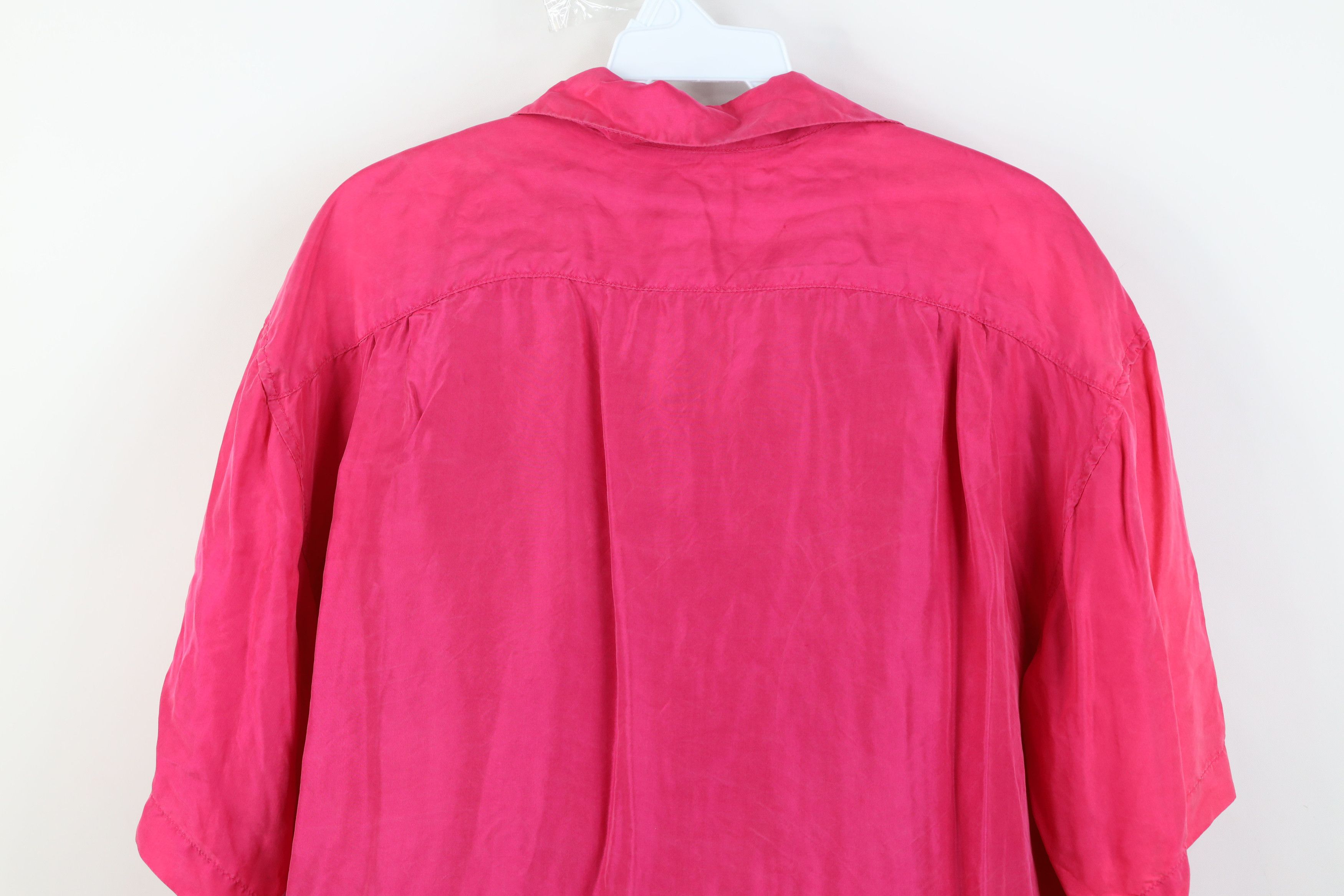 Vintage Vintage 90s Streetwear Silk Collared Button Shirt Pink Size L / US 10 / IT 46 - 11 Thumbnail