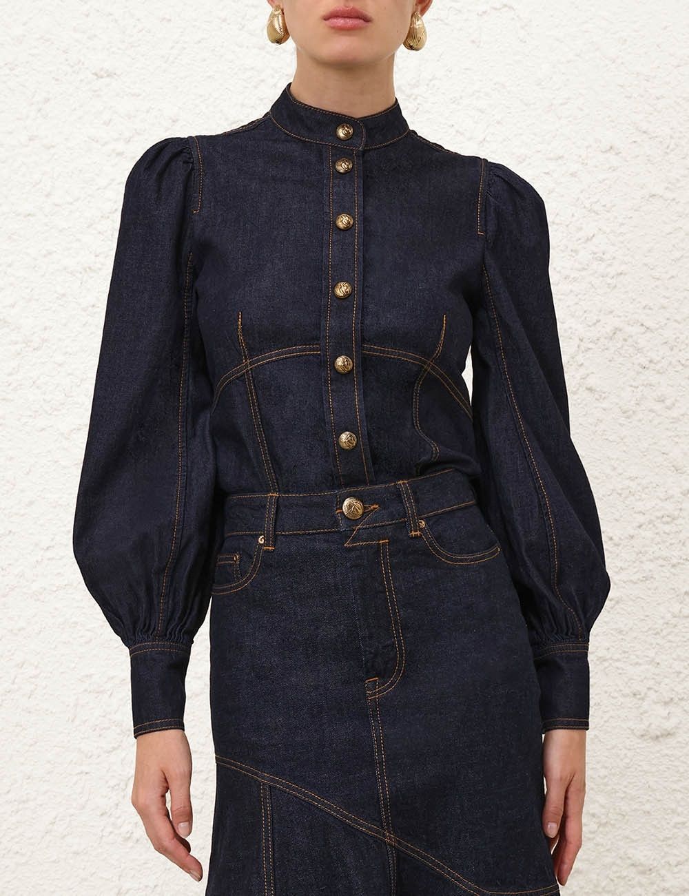 Zimmermann oc11z0825 Illustration Fitted Blouse in Blue Size S / US 4 / IT 40 - 2 Thumbnail
