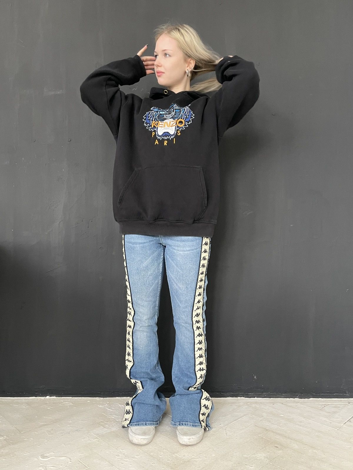 Kappa 🔥 Kappa Side Tape Snap Jeans Y2K Flare Bootcut S Size 30" / US 8 / IT 44 - 2 Thumbnail