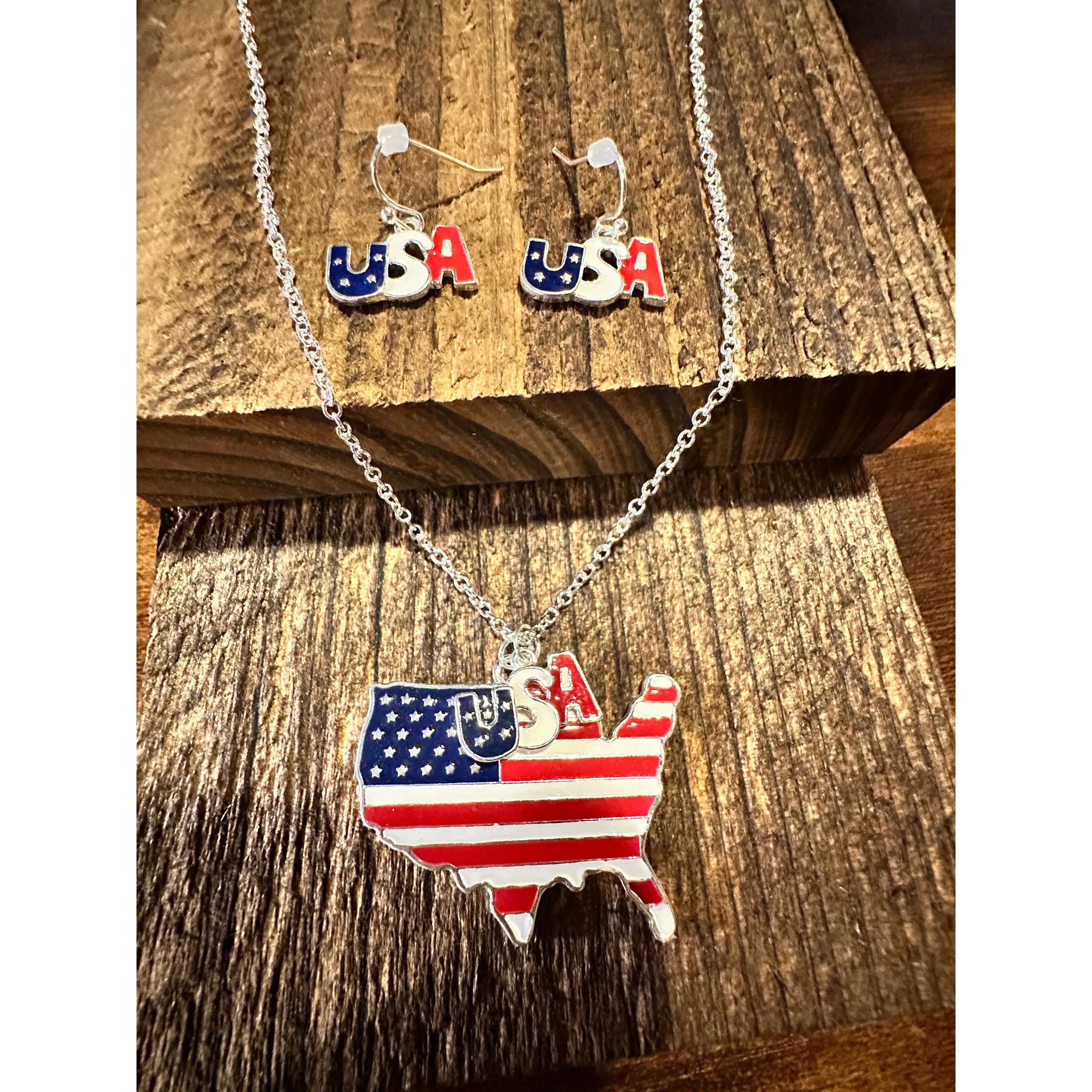 Other Boho America USA Necklace & Earring Set | Patriotic Jewelry Size ONE SIZE - 5 Thumbnail