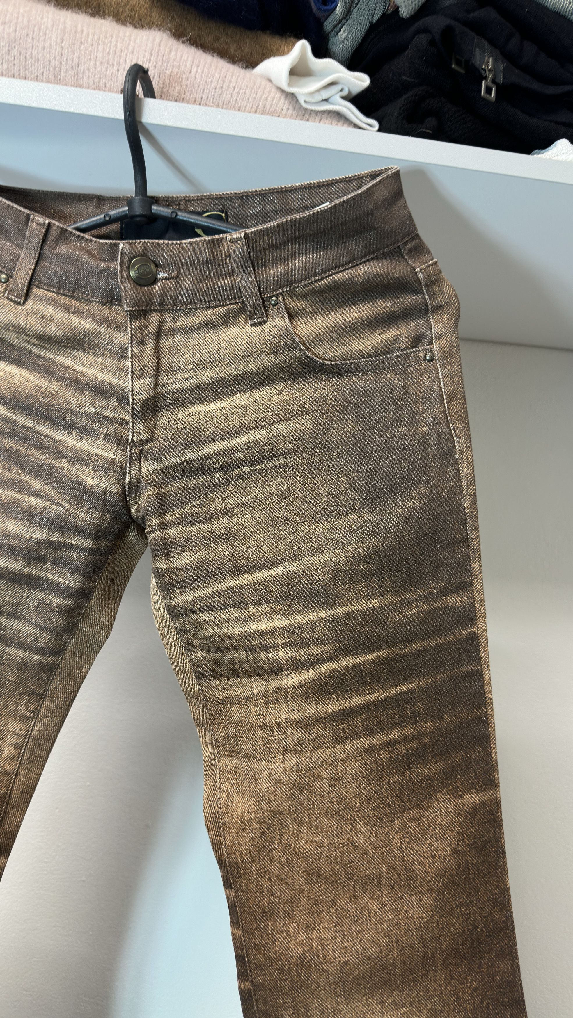 Just Cavalli Just Cavalli Women's Vintage Beige Sand Pants Size 24 Y2K Size 24" / US 00 / IT 34 - 6 Thumbnail