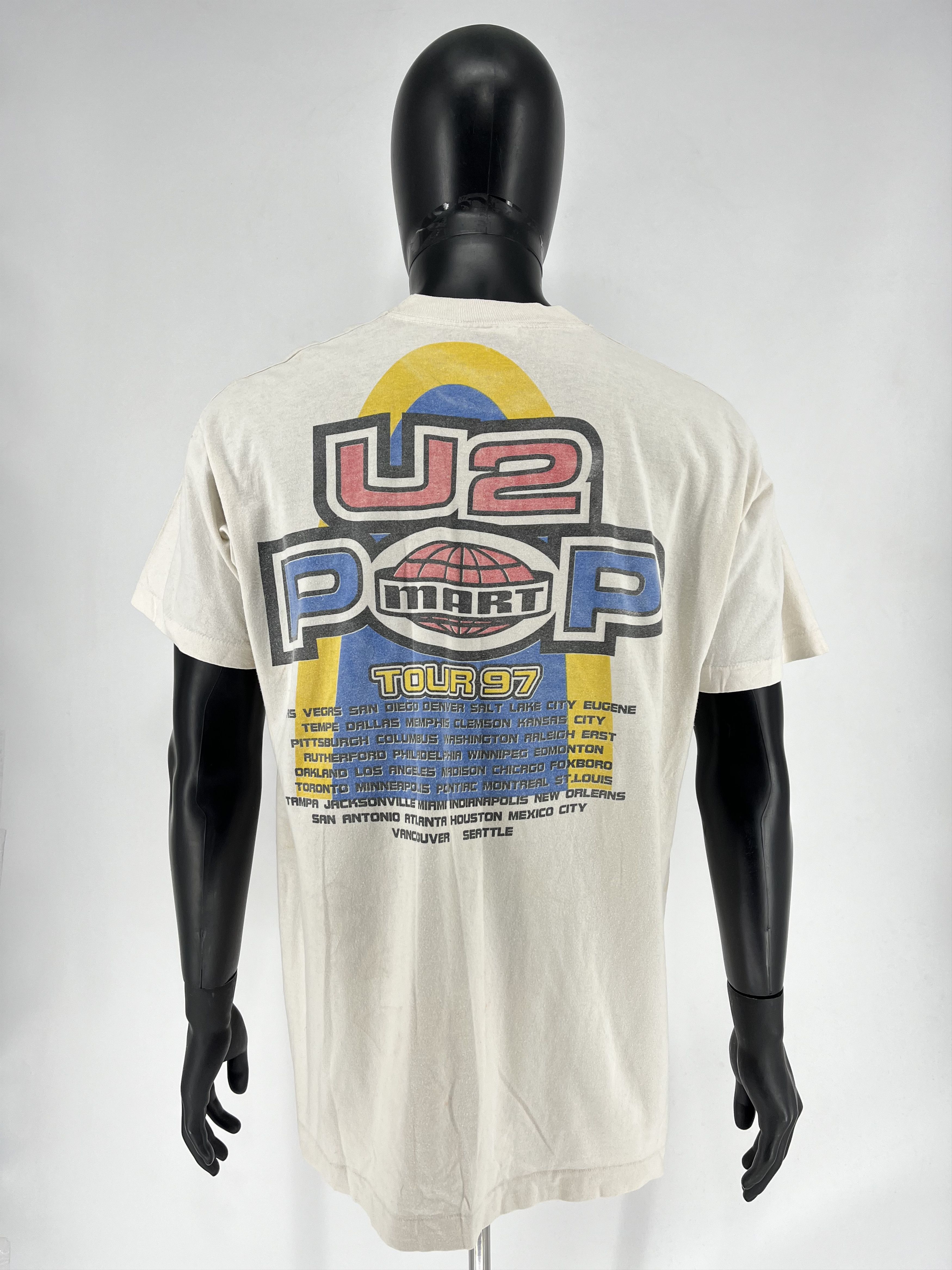 Band Tees Vintage U2 Pop Mart Concert Shirt Rock Band White Cotton 90s Size US XL / EU 56 / 4 - 13 Thumbnail