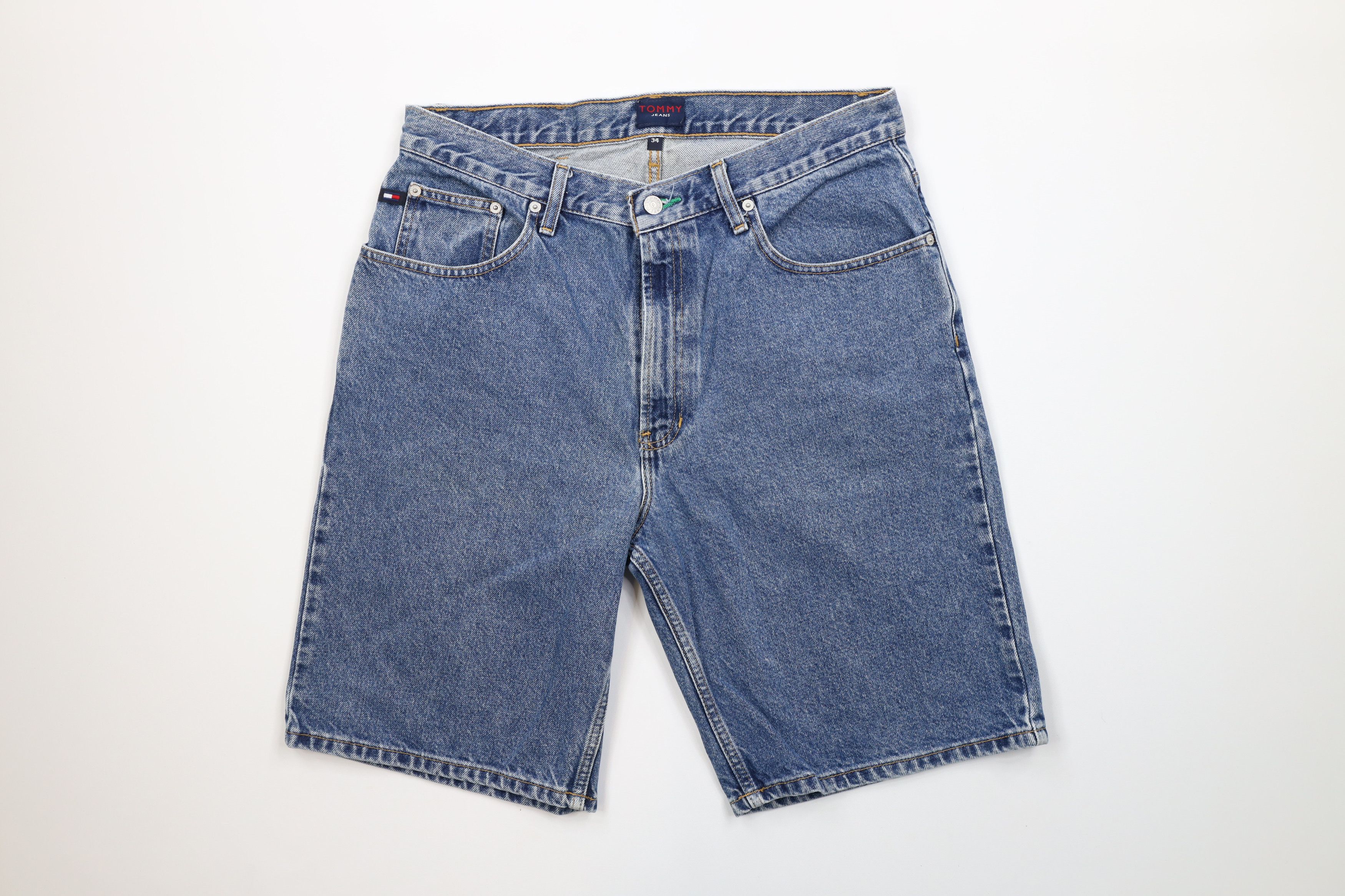 Tommy Hilfiger × Vintage Vintage 90s Tommy Hilfiger Denim Jean Shorts Jorts Blue Size US 34 / EU 50 - 1 Thumbnail