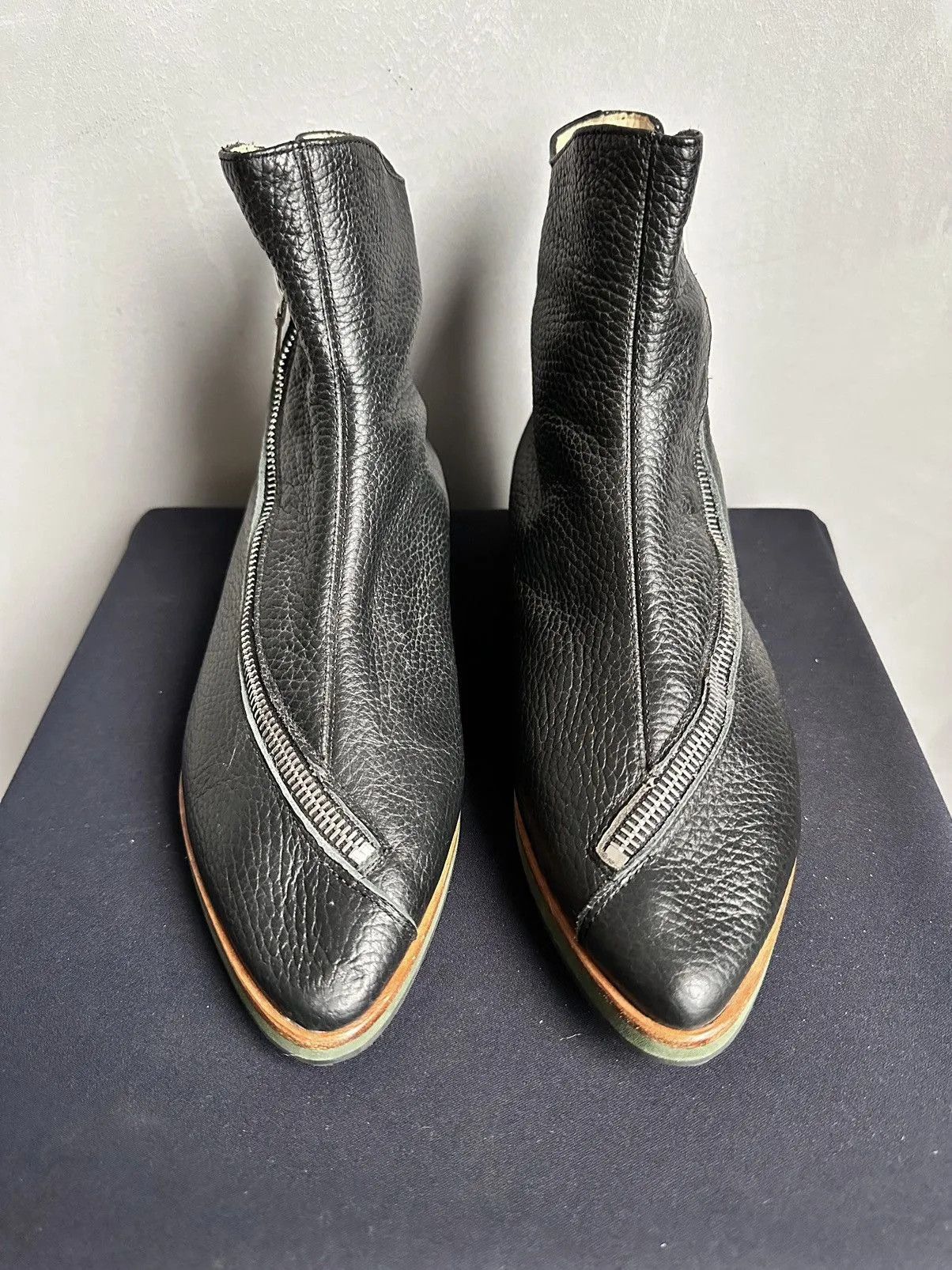 If Six Was Nine Leather Boots Metal Zip Vintage Rick Owens Style Y2K Size US 7 / IT 37 - 4 Thumbnail