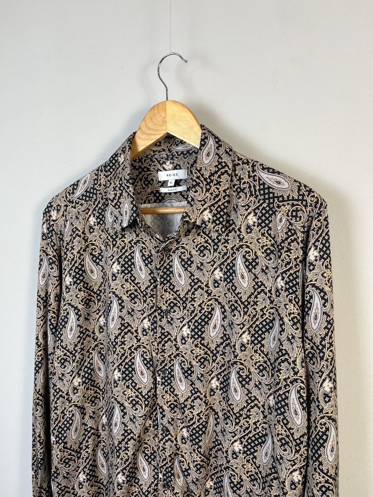 Reiss Reiss Tate Viscose Paisley Long Sleeve Shirt Slim Fit Size US XL / EU 56 / 4 - 3 Thumbnail