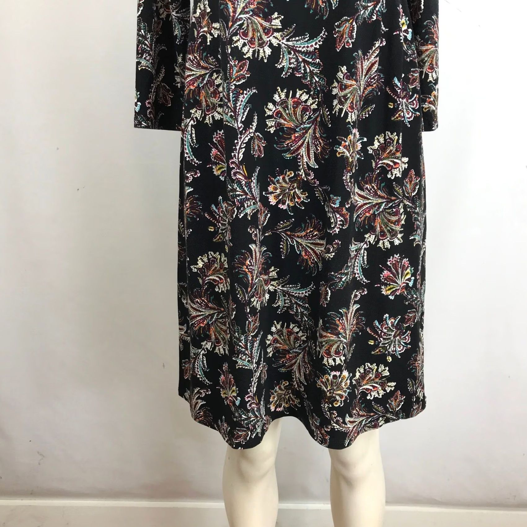 Vintage JJill Wearever Collection XS Black Paisley Print Shift Dress Size XS / US 0-2 / IT 36-38 - 3 Thumbnail