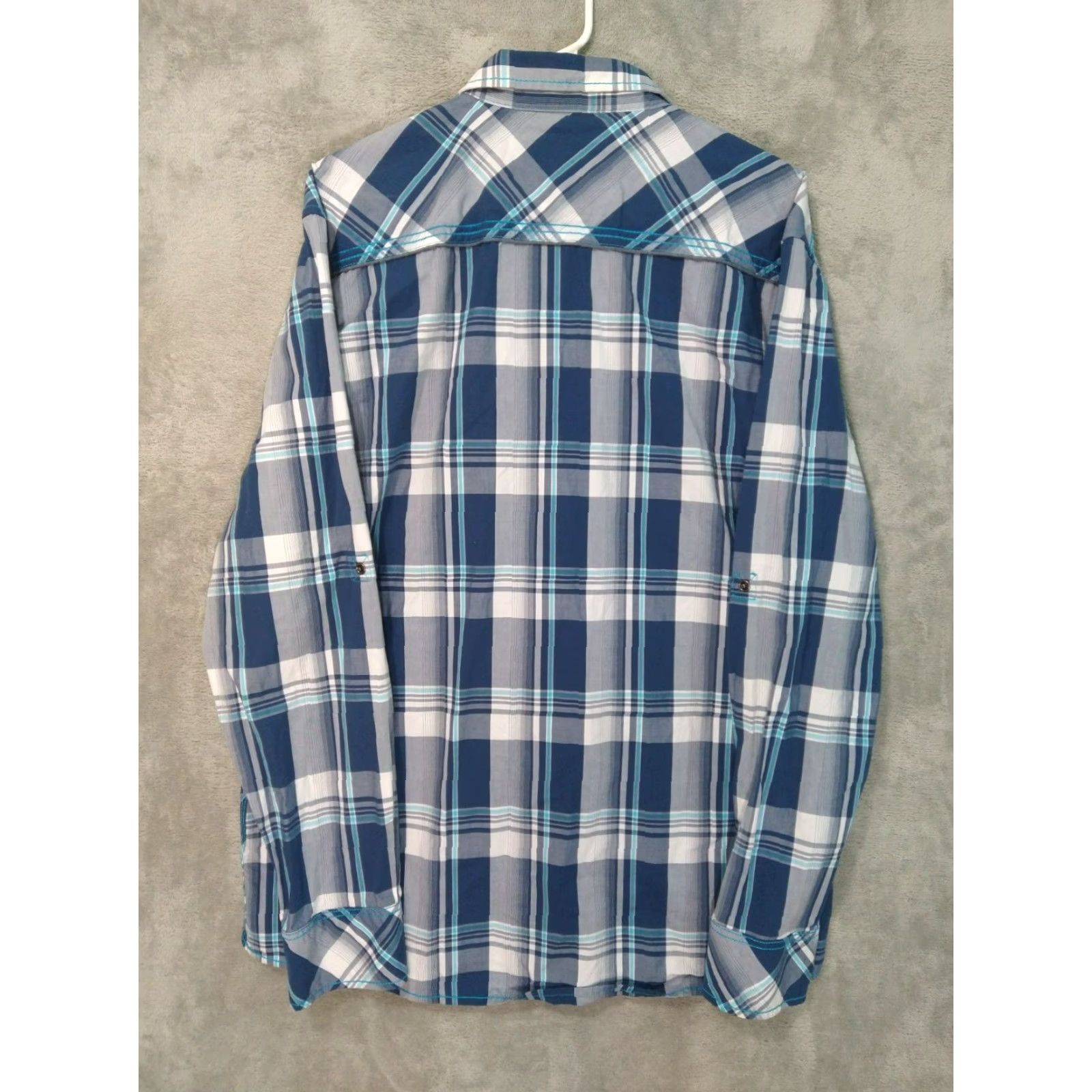 BKE BKE Buckle Shirt Mens XL Blue Plaid Athletic Fit Long Sleeve Pearl Snap Cotton Shirt Size US XL / EU 56 / 4 - 2 Thumbnail