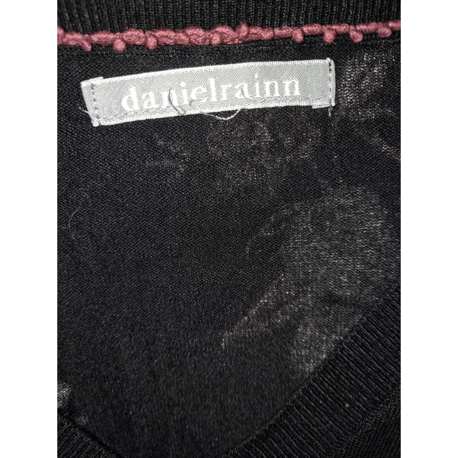 Other Daniel Rainn Black Floral V Neck‎ Sweater Size L / US 10 / IT 46 - 3 Thumbnail