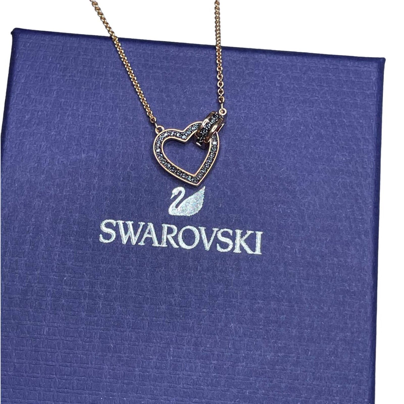Swarovski Swarovski Lovely Dark Gray Crystal Heart Rose Gold Necklace Size ONE SIZE - 7 Thumbnail