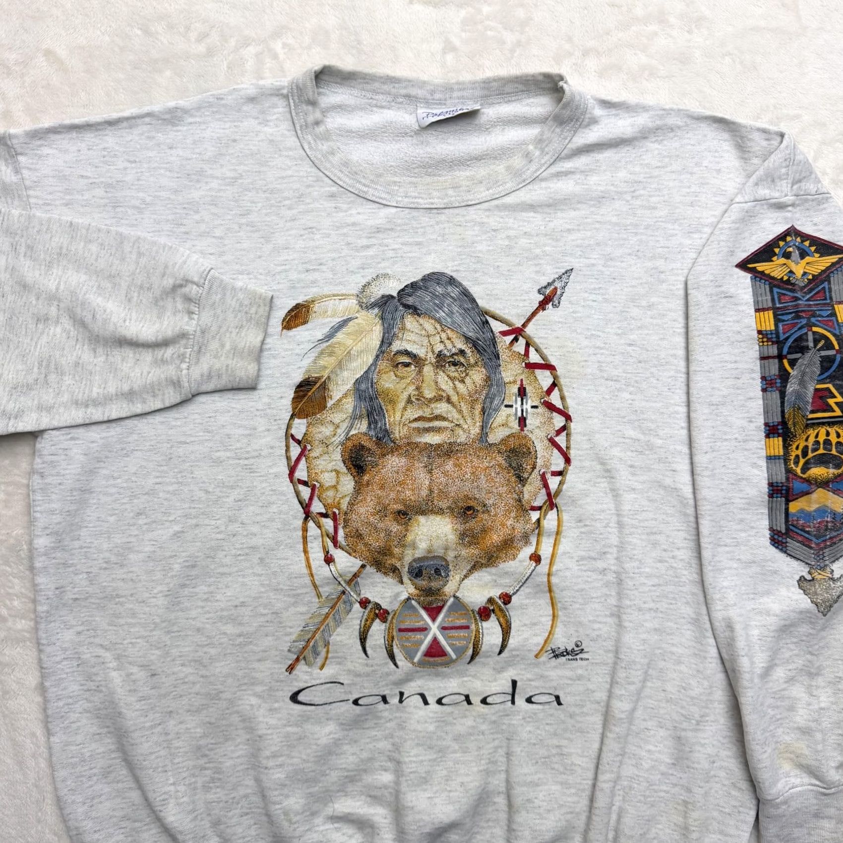 Native VINTAGE Premiere Canada Native Sweatshirt Mens Large Gray Fleeceware Size US L / EU 52-54 / 3 - 3 Thumbnail