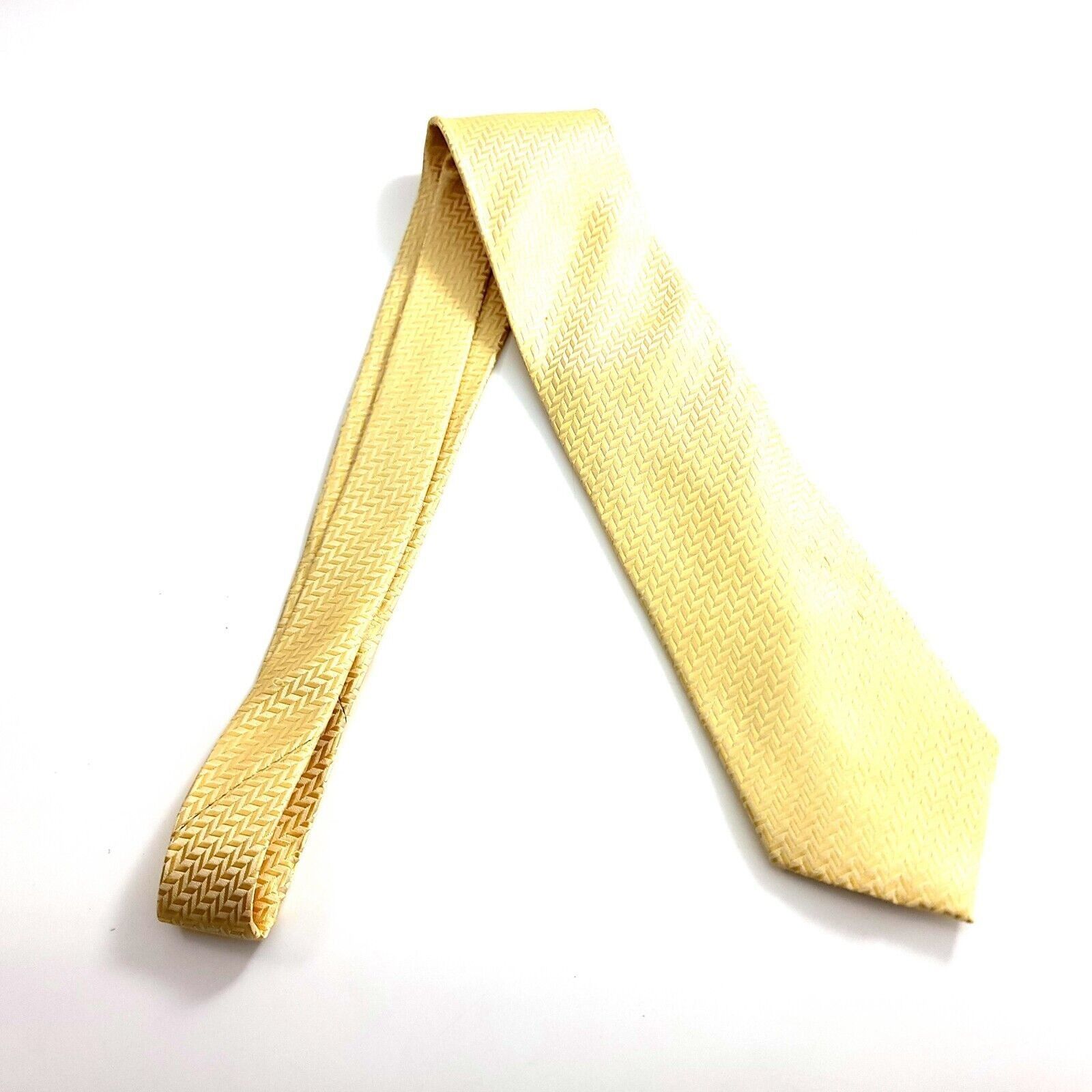 Alexander Julian Alexander Julian Colours Herringbone Yellow Woven Silk Tie Size ONE SIZE - 7 Thumbnail
