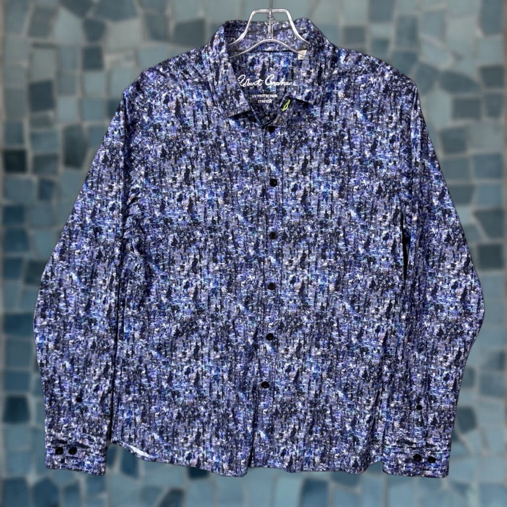 Robert Graham Robert Graham Shirt Men S Watercolor Abstract Geometric Art Galaxy Space Classic Blue Button-Up Long Sleeve Casual Workwear Outdoor Accessories Size US S / EU 44-46 / 1 - 1 Thumbnail