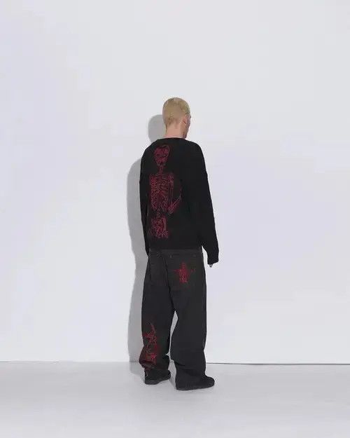 Japanese Brand × Vintage American Retro Y2K pants skeleton straight Trousers Wide Leg Size US 34 / EU 50 - 4 Thumbnail