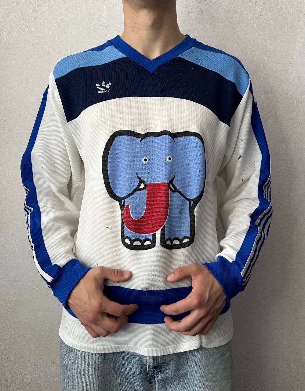 Adidas Vintage Adidas Fribourg Jumbo Elephant Hockey Jersey 80s Size US XL / EU 56 / 4 - 20 Thumbnail