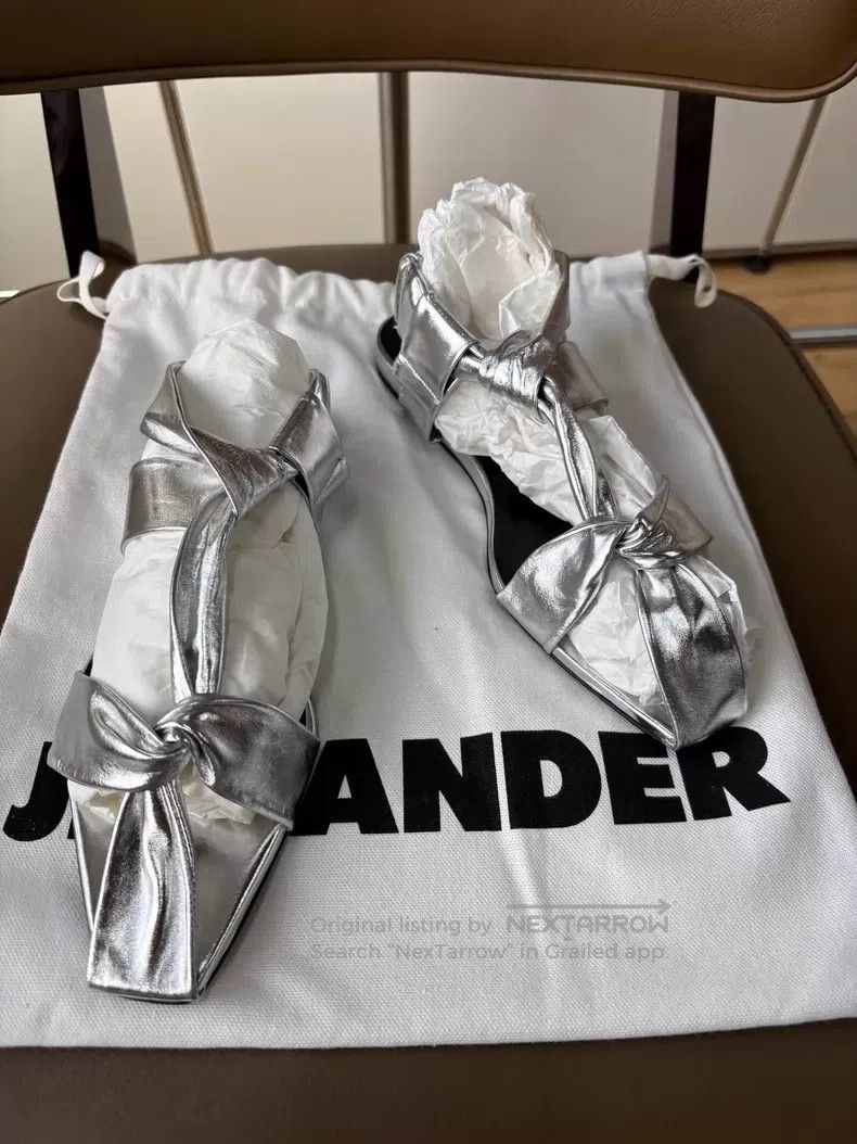 Jil Sander Jil Sander Design Metal Silver Cutout Strap Flat Sandals Size US 4.5 / IT 34.5 - 1 Thumbnail