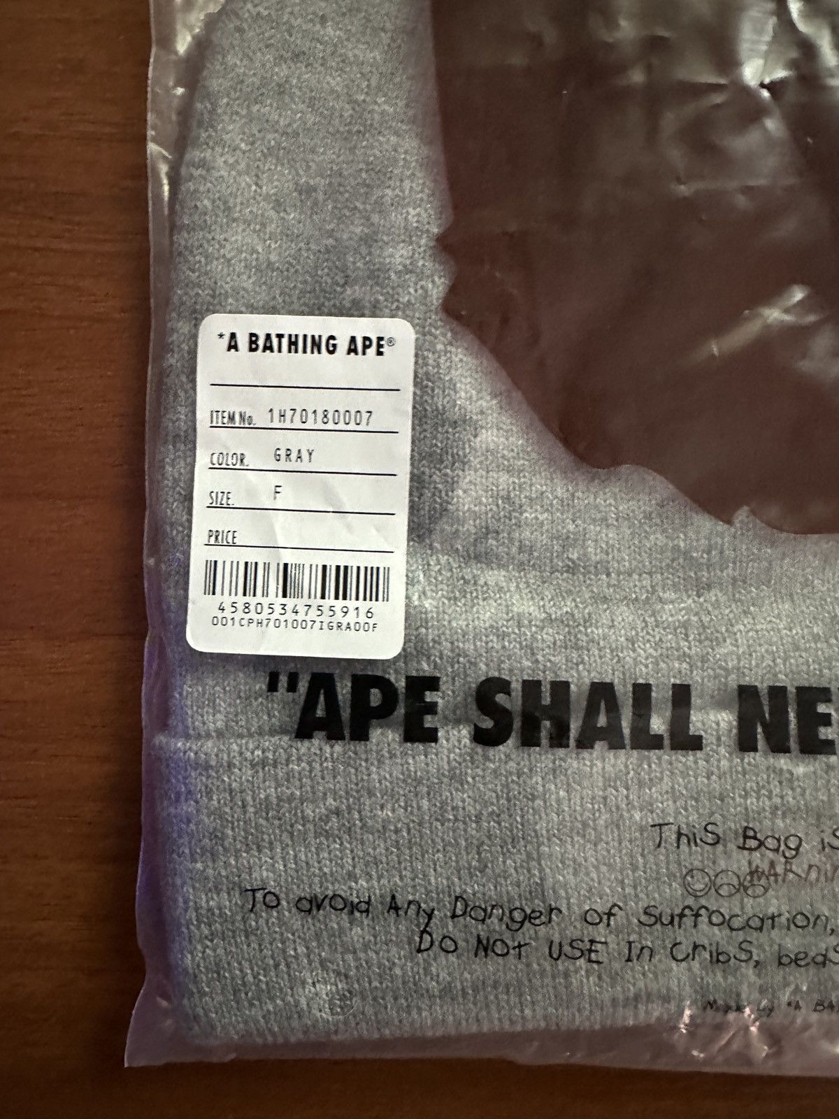 Bape Bape Beanie Grey Brand new Size ONE SIZE - 6 Thumbnail