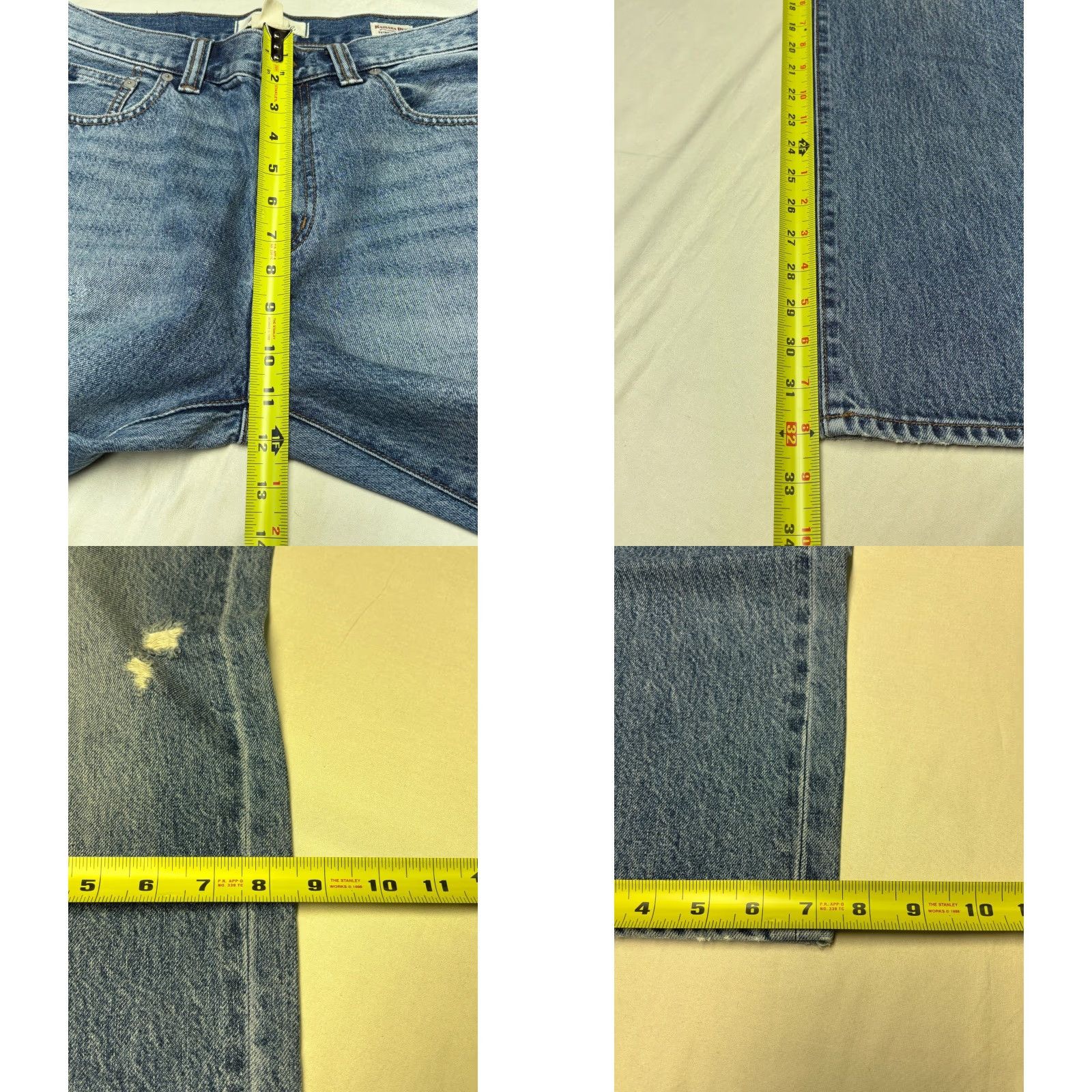 Madewell Madewell Jeans Mens Kaihara Denim Straight Leg Distressed 31 W 31x32 Blue Medium Cotton 5-Pocket Button Zip Modern Casual Mens Size US 31 - 9 Thumbnail