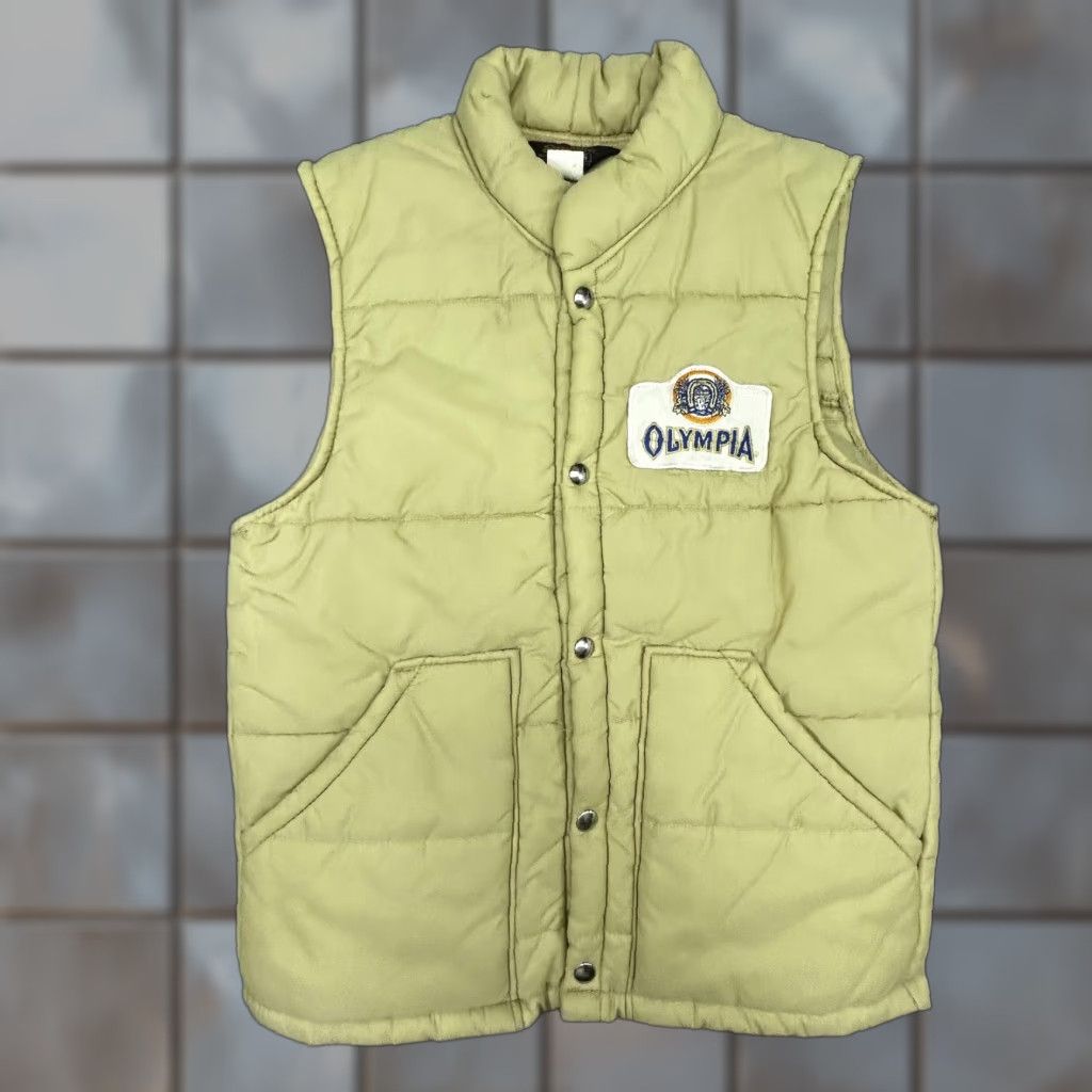 Vintage VINTAGE True 60s Puffer Vest Mens Small Red Jacket Olympia Beer Snap Zip RARE Swingster Quilted Nylon Bodywarmer Pockets Beor? Size US S / EU 44-46 / 1 - 1 Thumbnail
