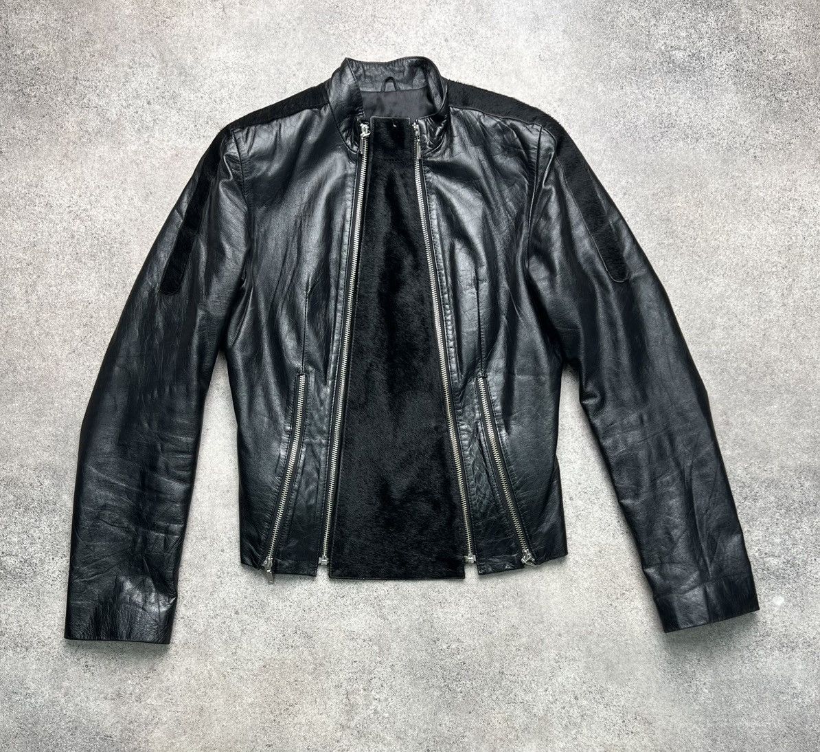 Vintage Vintage avant garde adorable double zip hairy leather jacket Size S / US 4 / IT 40 - 1 Thumbnail