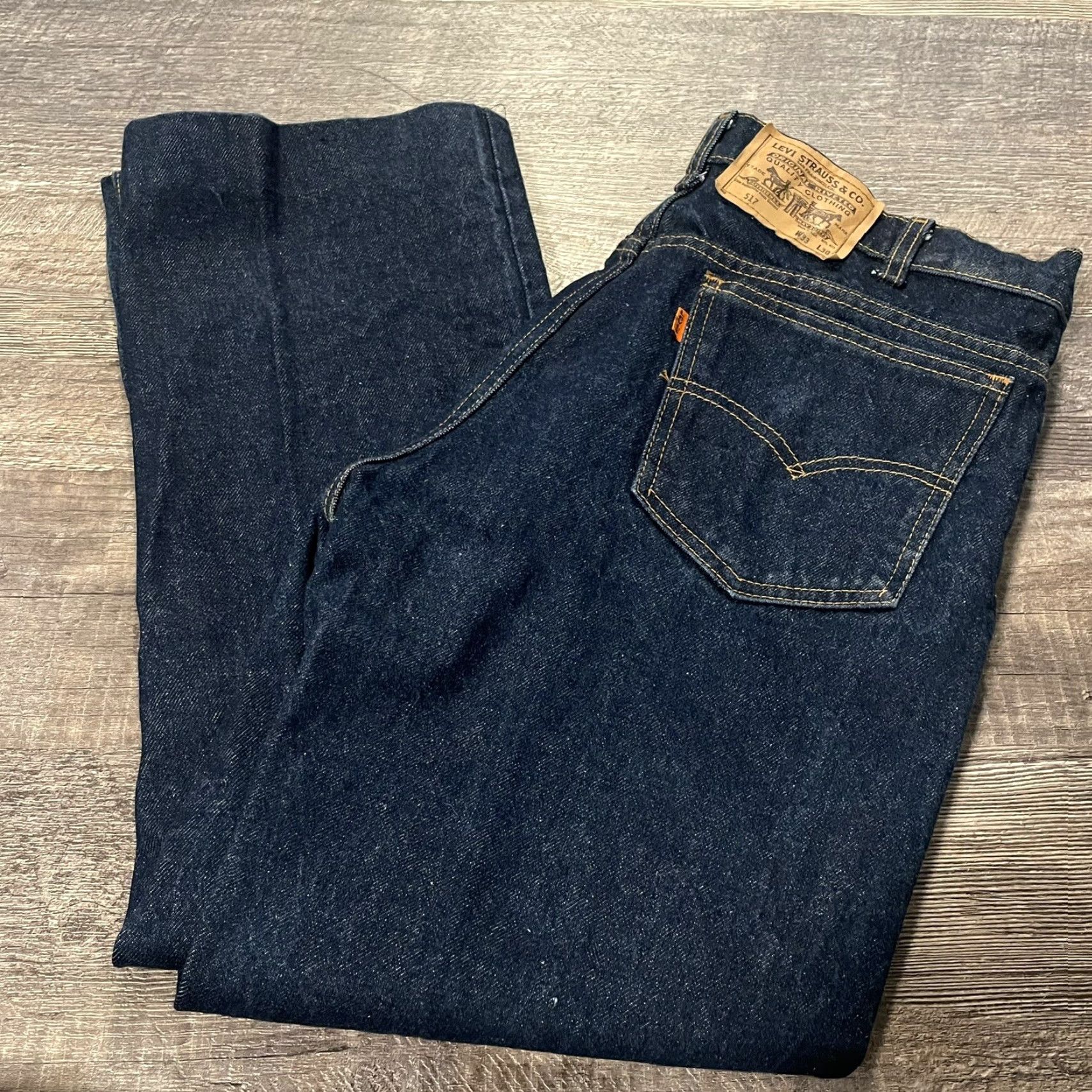 Levi's VINTAGE Levi's 517 Denim Jean Mens 32x27 Dark Blue Scovill Zipper NNWT 20517 0217 Jeans Mens Size US 32 / EU 48 - 2 Thumbnail