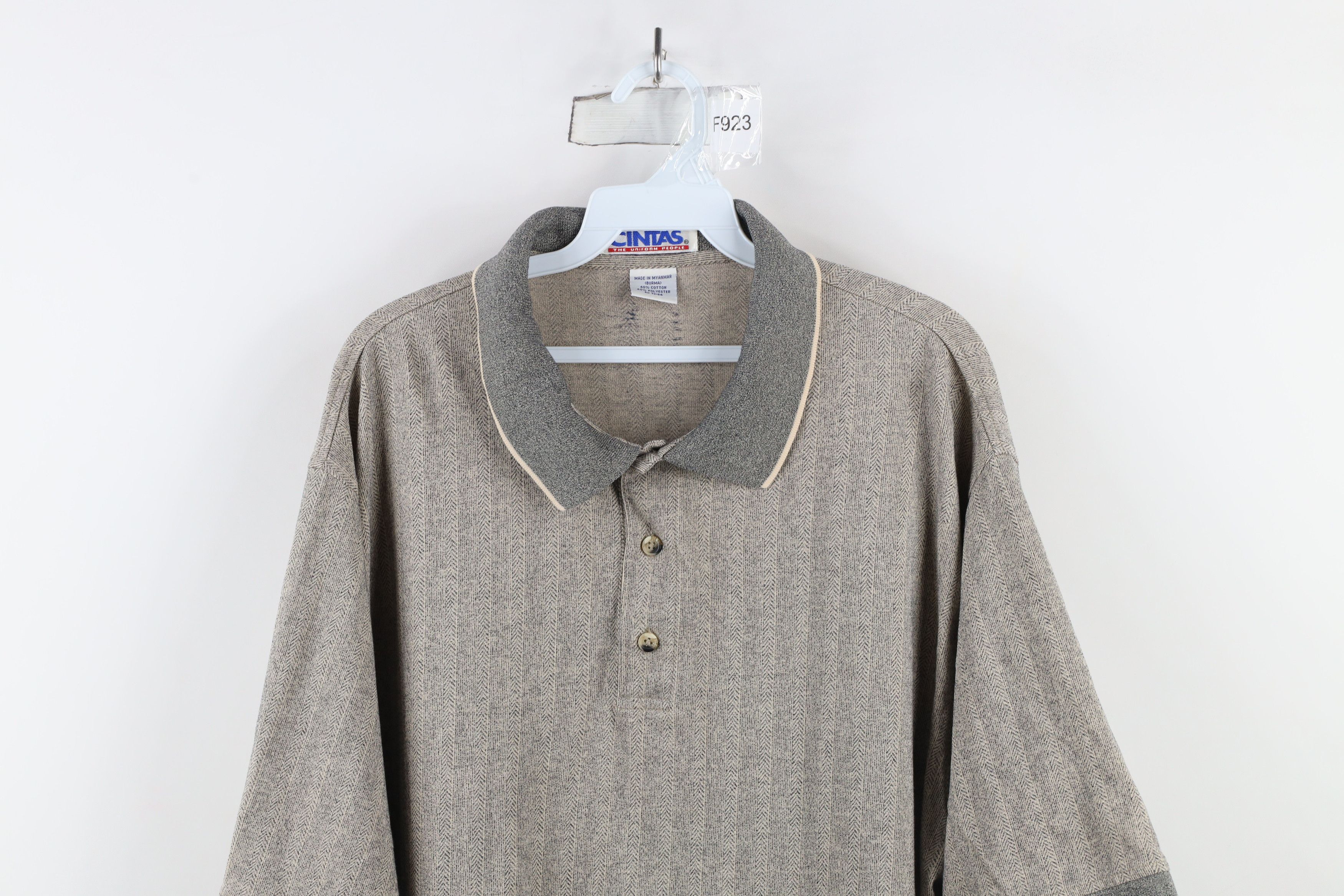 Vintage Vintage 90s Streetwear Herringbone Collared Polo Shirt Size US XL / EU 56 / 4 - 2 Thumbnail