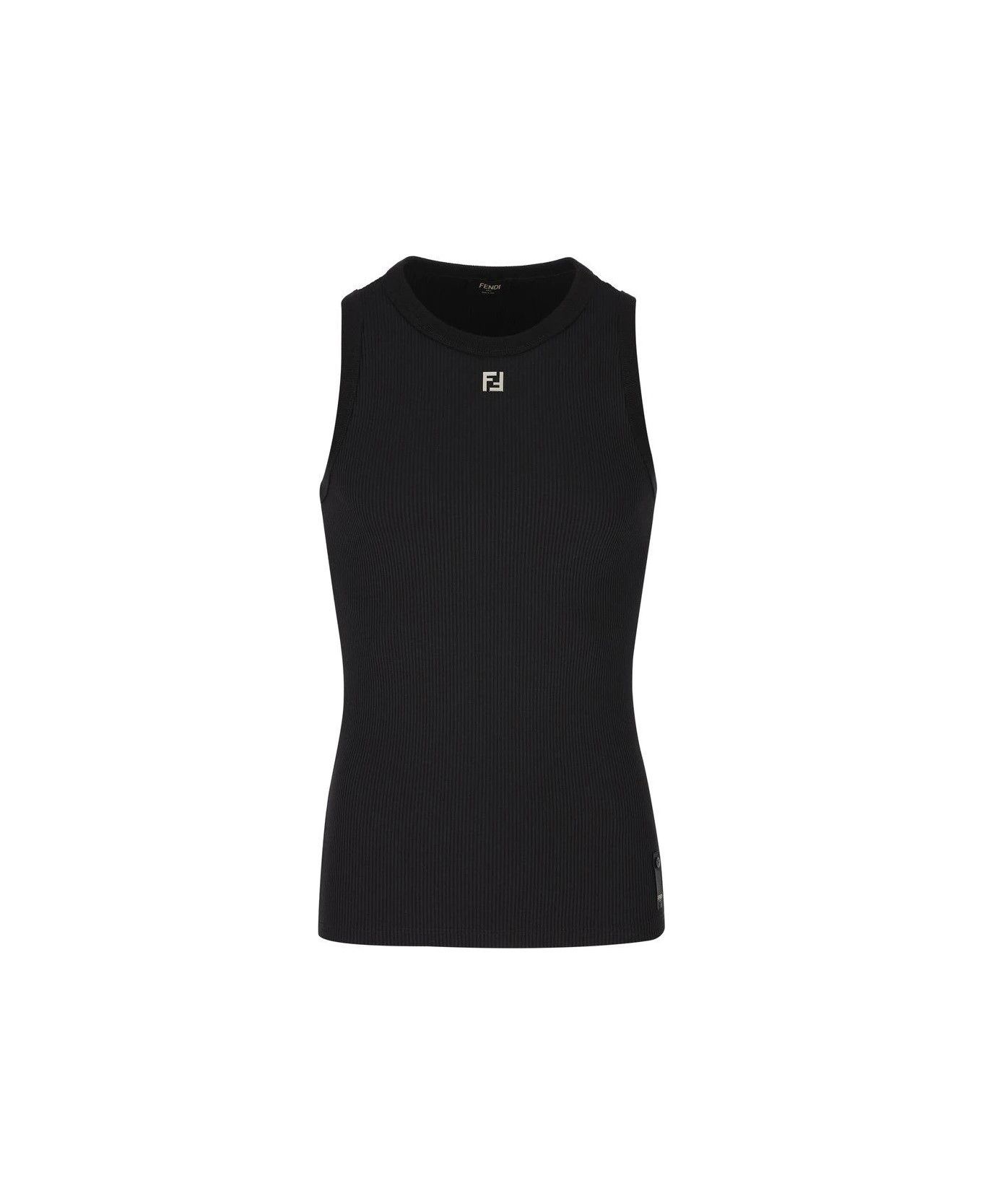 Fendi o1s1wg110126 Logo Plaque Ribbed-knit Top in Black Size US L / EU 52-54 / 3 - 1 Thumbnail