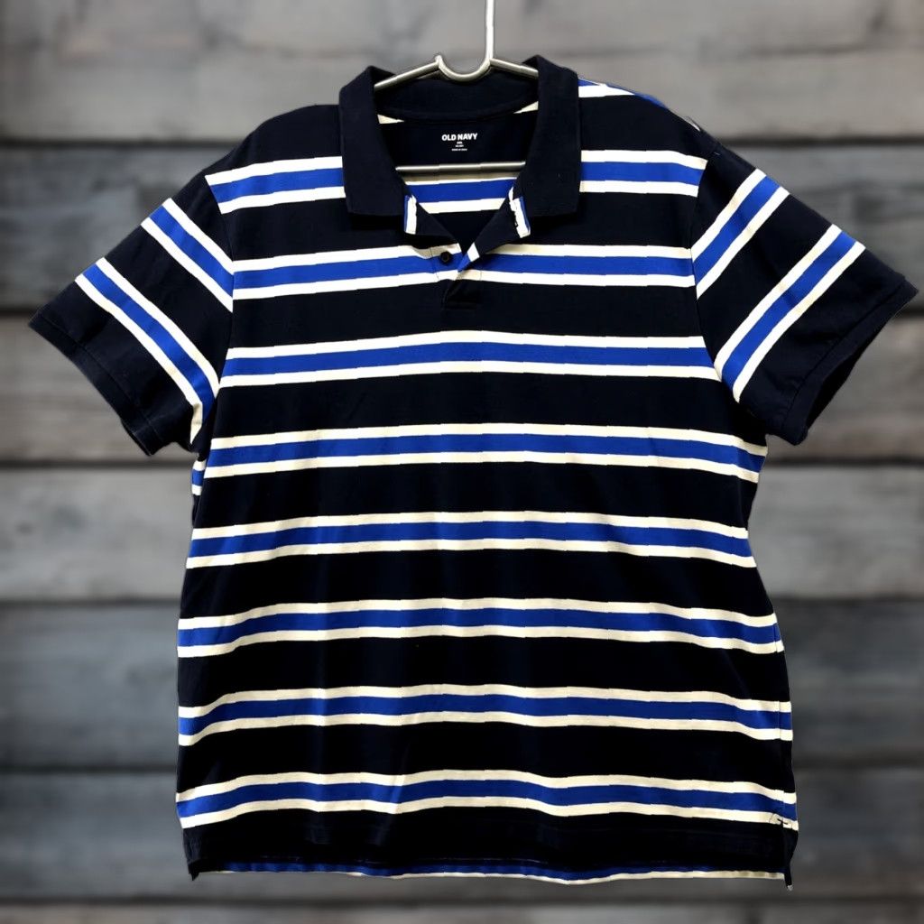 Old Navy Old Navy Polo Shirt Mens 2XL Short Sleeve Blue Striped Cotton Blend Shirt Polo Classic Preppy Casual Mens XX L Size US XXL / EU 58 / 5 - 1 Thumbnail