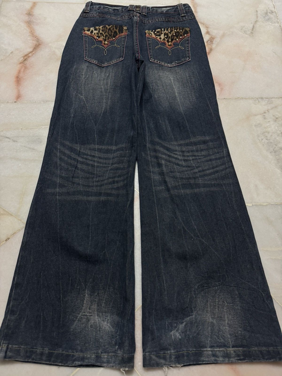 Tornado Mart BAGGY FLARE LEOPARD STUDDED ROMWE MUDMAX SICK BOOTCUT Size US 28 / EU 44 - 11 Thumbnail