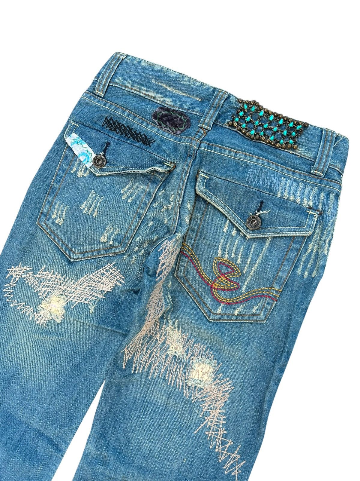 Kapital × Vintage × Who Decides War Hippies Style Japanese Distressed Denim Jeans Rare 🎌☠️ Size US 27 - 15 Thumbnail
