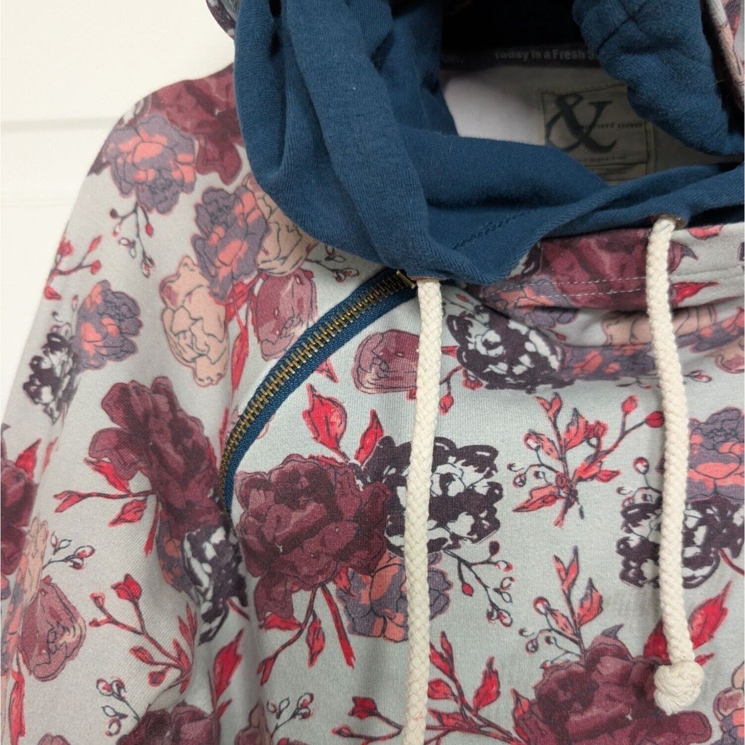 Other Ampersand Avenue Floral Hoodie Womens Size XXL Blue Size XXL / US 16-18 / IT 52-54 - 3 Thumbnail