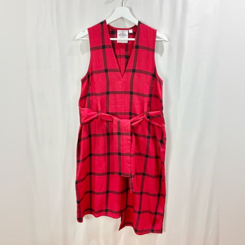 Cheap Monday Cheap Monday Rizzle Check Red Asymm Stepped Hem Dress Size S Size S / US 4 / IT 40 - 2 Thumbnail