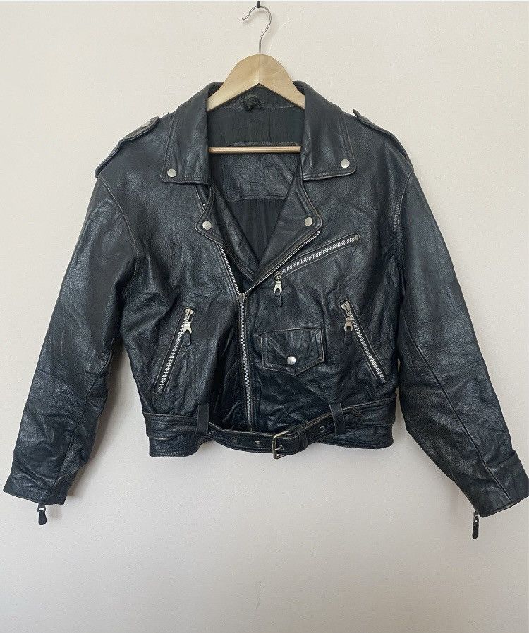Vintage 💥RARE 90s Mauritius Gipsy Leather Biker Jacket OPTI ZIP! Size US M / EU 48-50 / 2 - 1 Thumbnail