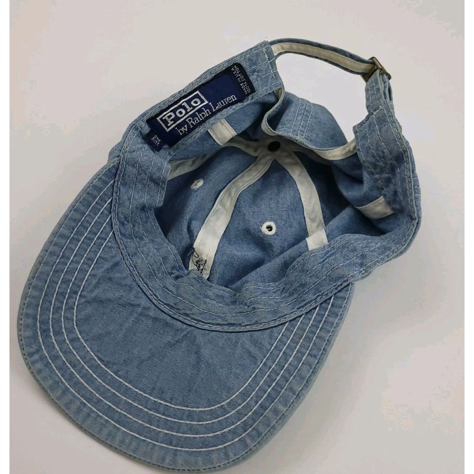Polo Ralph Lauren VINTAGE Polo Ralph Lauren Chambray Denim Hat Cap RL Pony Sport Made In USA Baseball Cap Men Adjustable Blue 90s USA Pony Logo Size US M / EU 48-50 / 2 - 3 Thumbnail
