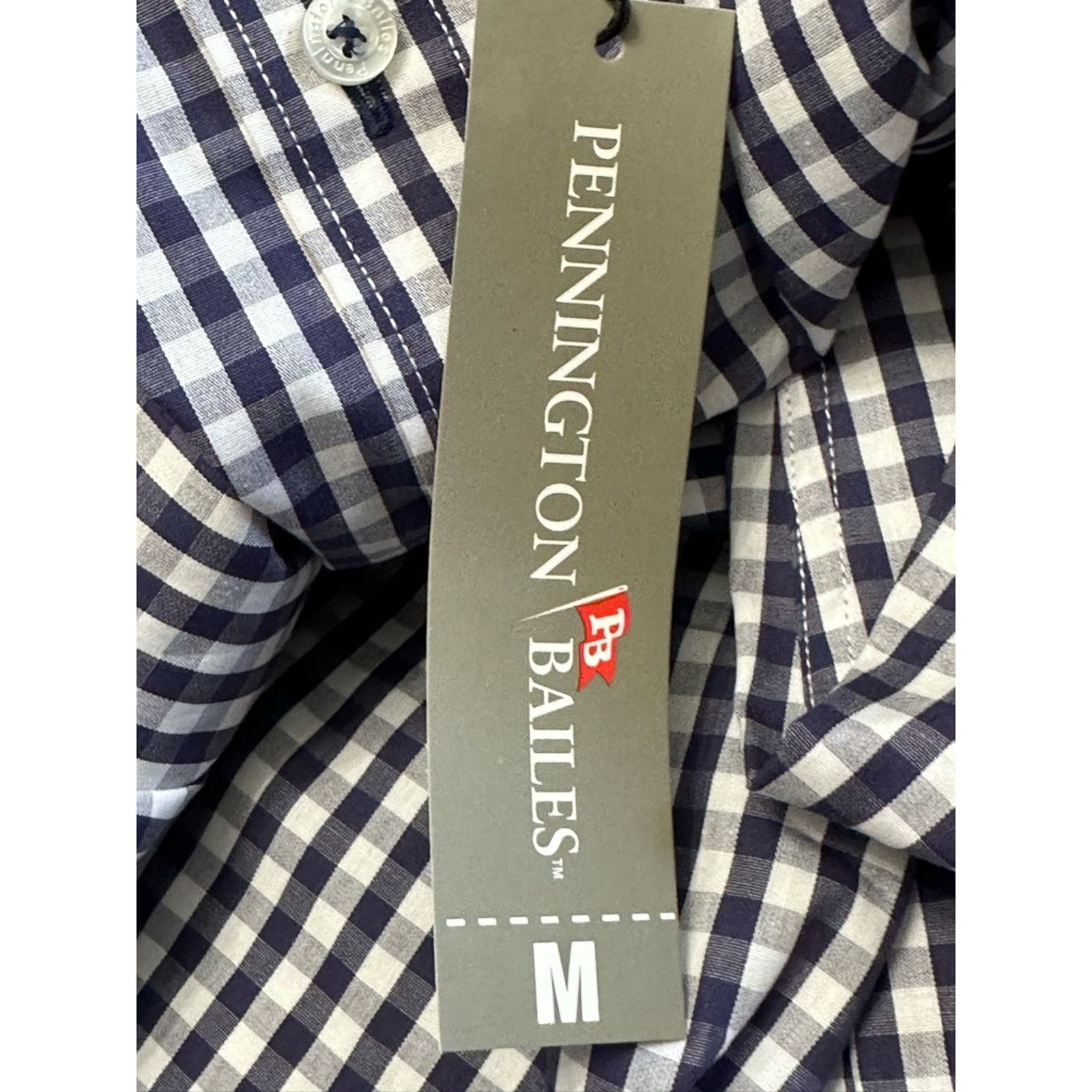 Other Pennington & Bailes Shirt Gingham Check Button-Up Blue M NWT Size US M / EU 48-50 / 2 - 7 Thumbnail
