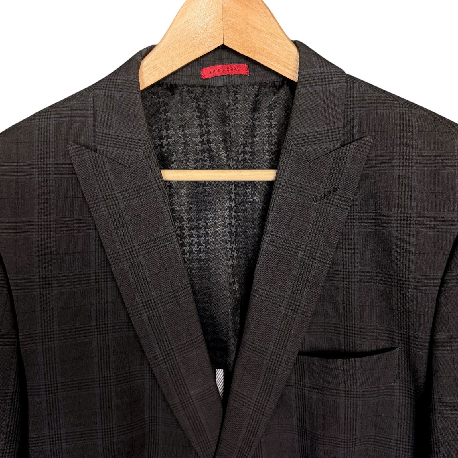 John Varvatos John Varvatos USA Men's 40R Dark Gray Blue Plaid Blazer Size 40R - 5 Thumbnail