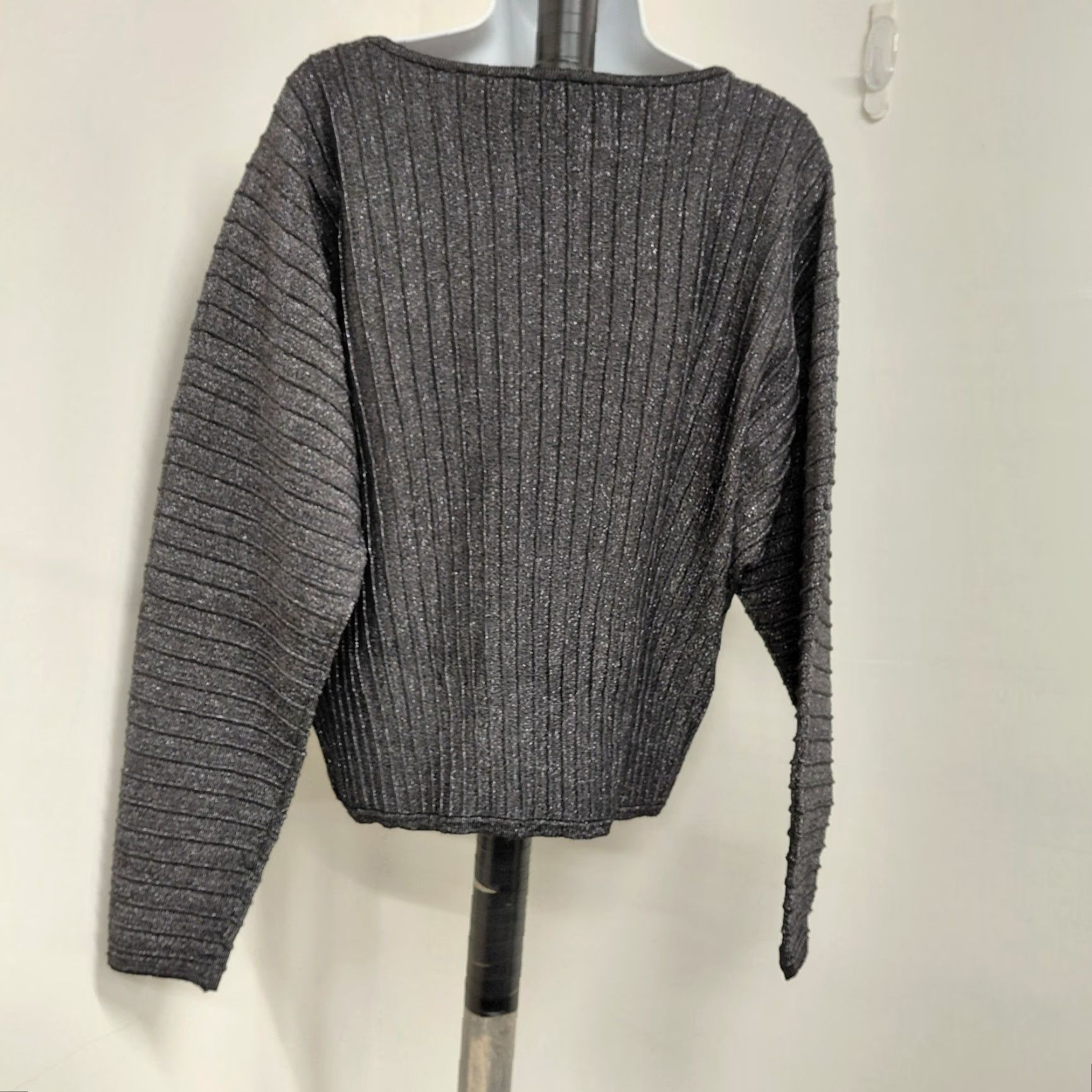 Vintage TAHARI Sweater Women Size S Black Metallic Long Dolman Ribbed Knit Shirt Size S / US 4 / IT 40 - 4 Thumbnail