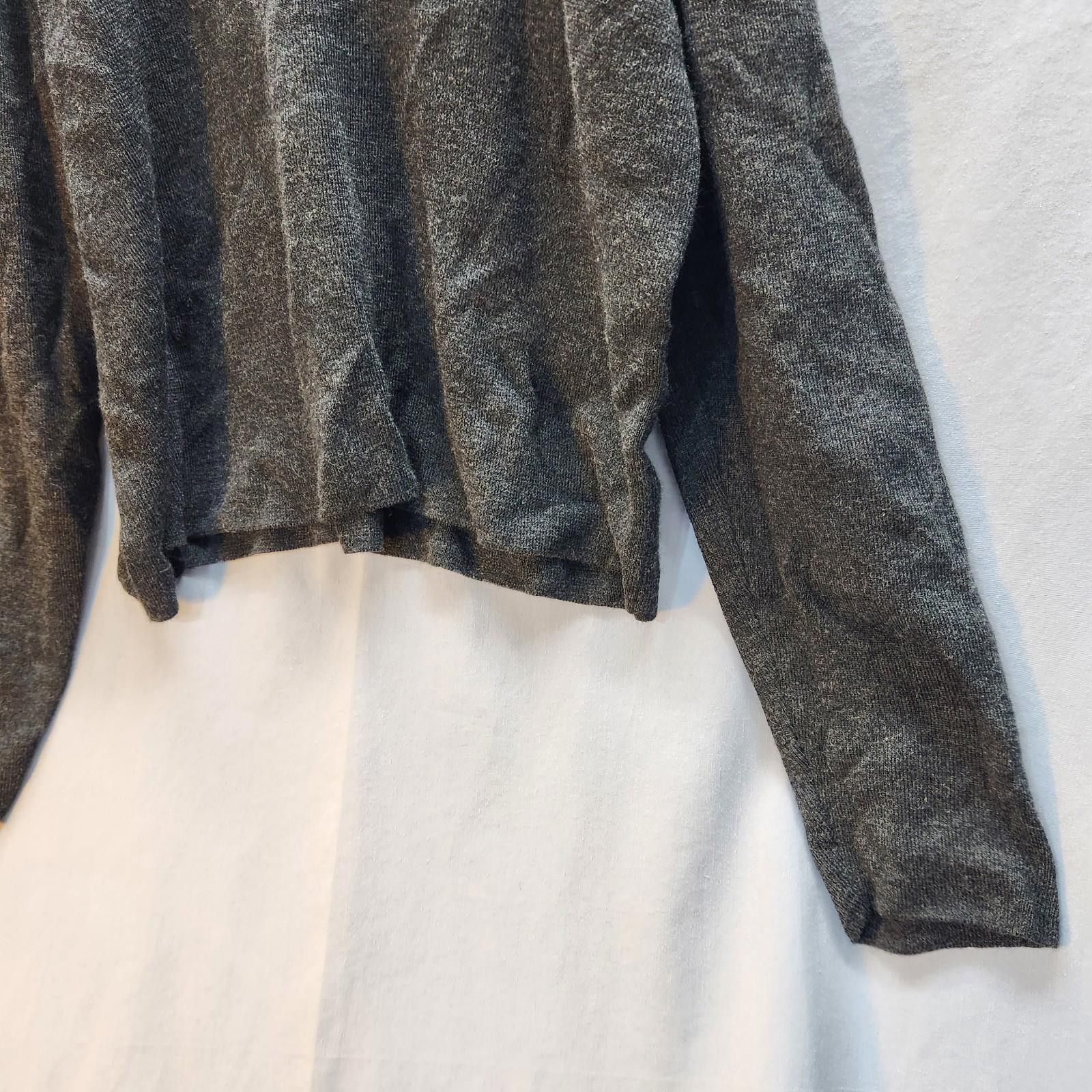 Designer Garnet Hill V Neck Sweater 100% Wool Gray Women's Size Large Size L / US 10 / IT 46 - 3 Thumbnail