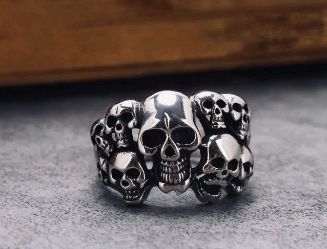 Jewelry × Vintage Retro Ghost Skull Head Ring Size ONE SIZE - 2 Thumbnail