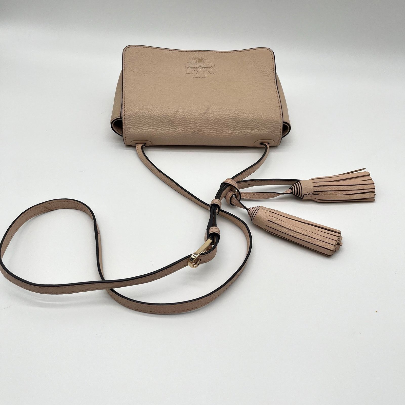 Tory Burch TORY BURCH Leather Thea Crossbody Bag, Beige Light Pink Size ONE SIZE - 3 Thumbnail