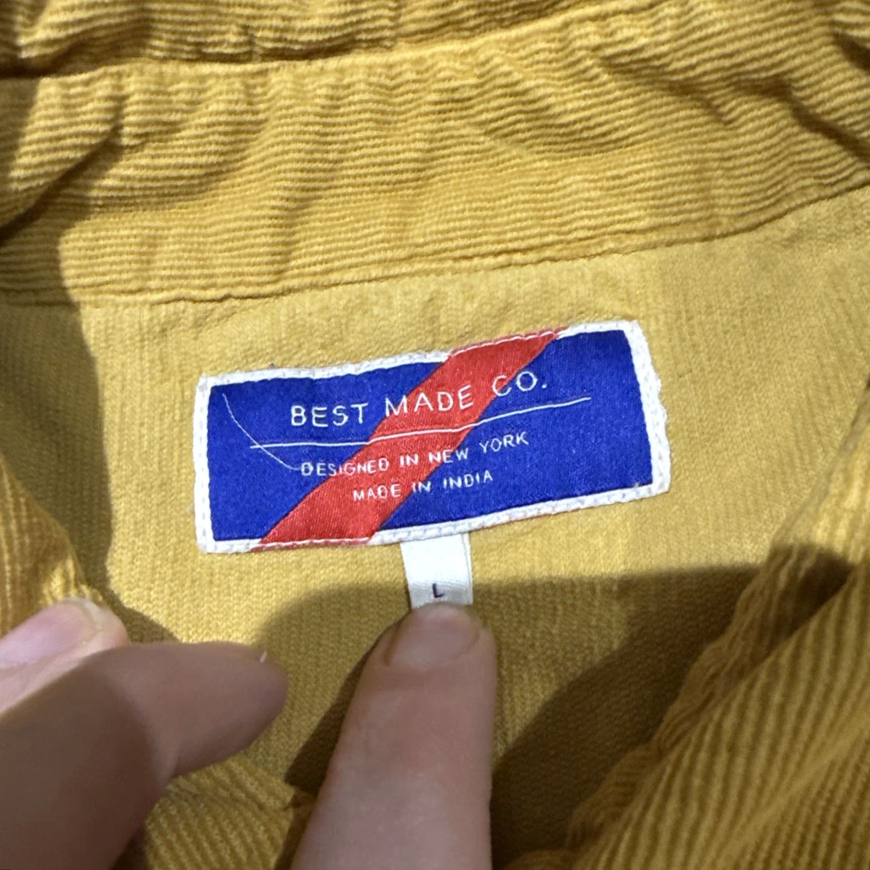 CO Best Made Co Shirt Mens L Yellow Corduroy Flap Pockets Workshirt Elbow Patch Size US L / EU 52-54 / 3 - 3 Thumbnail