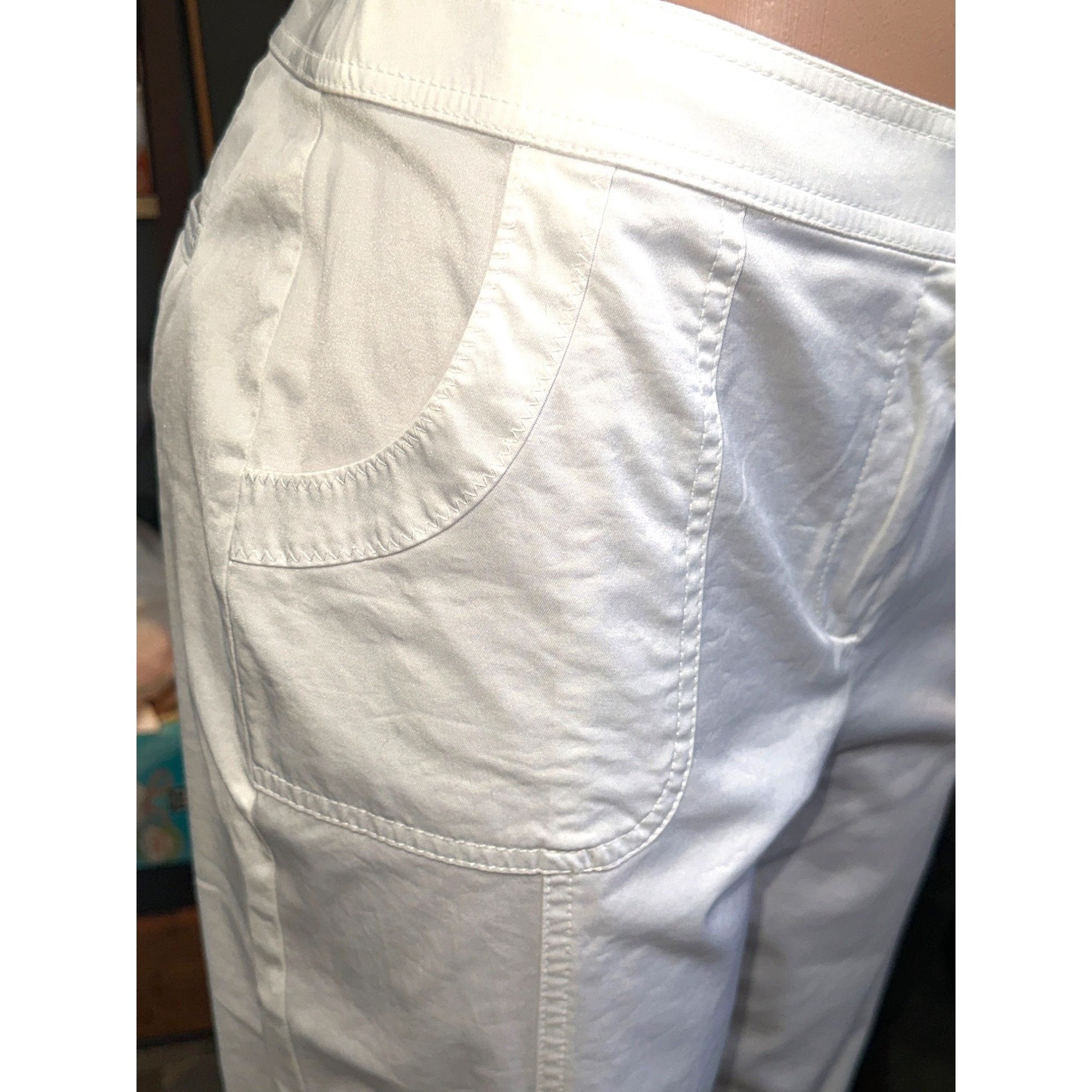 Chicos Chicos Zenergy White Cotton Capri Pants Drawstring Hem Side Size 33" - 7 Thumbnail