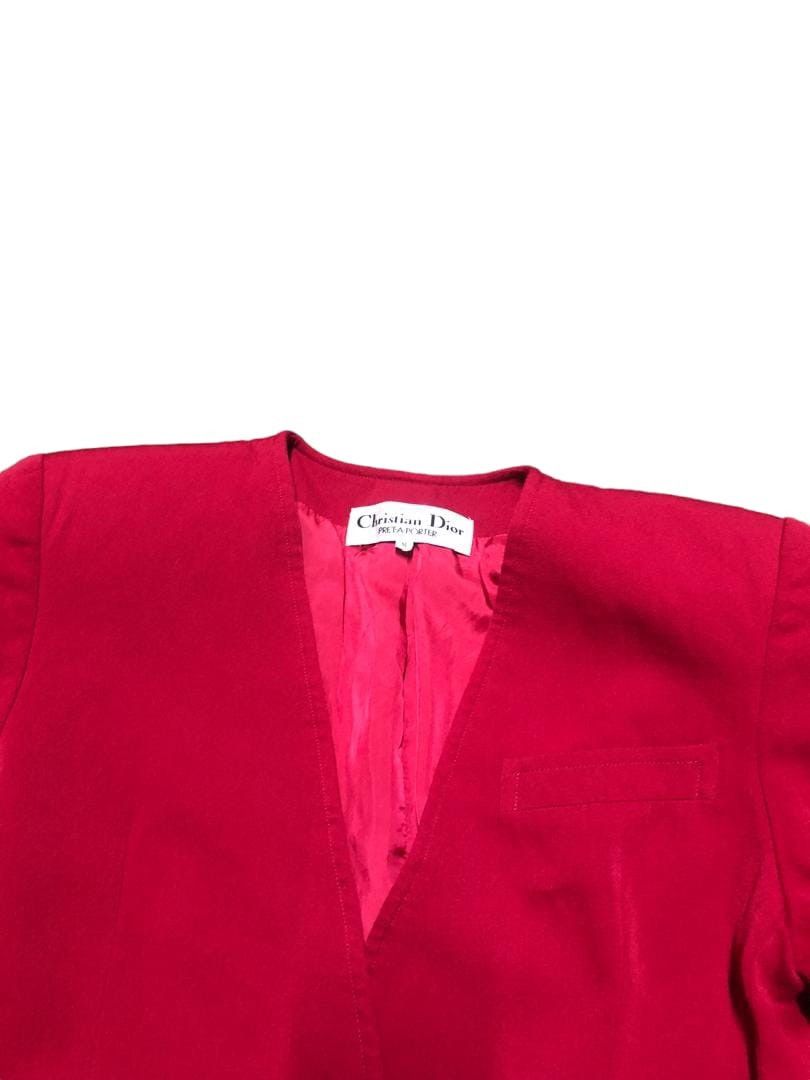 Christian Dior Monsieur Christian Dior PRET-A-PORTER Red Coat Jacket No Collar Size M / US 6-8 / IT 42-44 - 9 Thumbnail