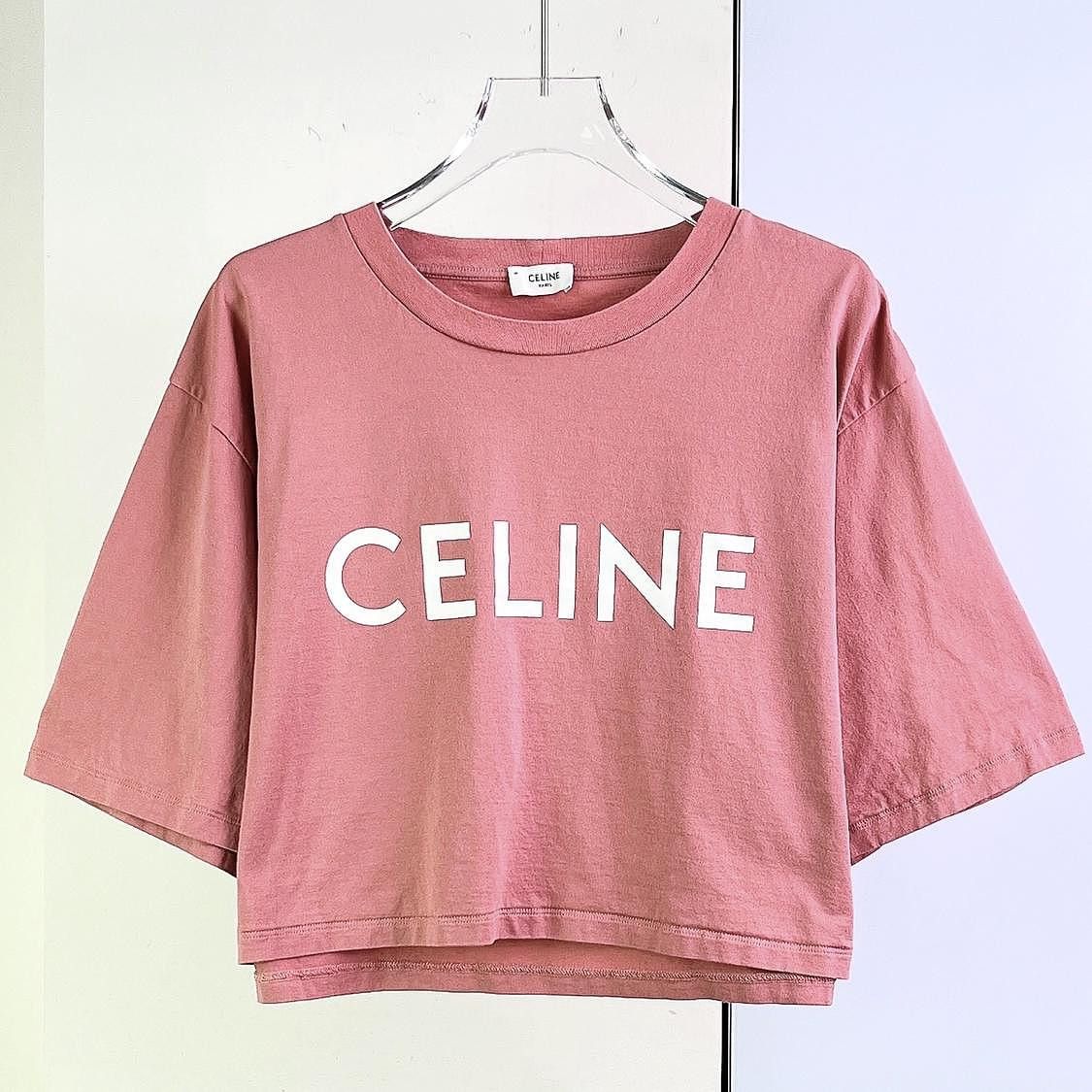 Celine Celine Pink Logo T-Shirt L Size L / US 10 / IT 46 - 1 Thumbnail