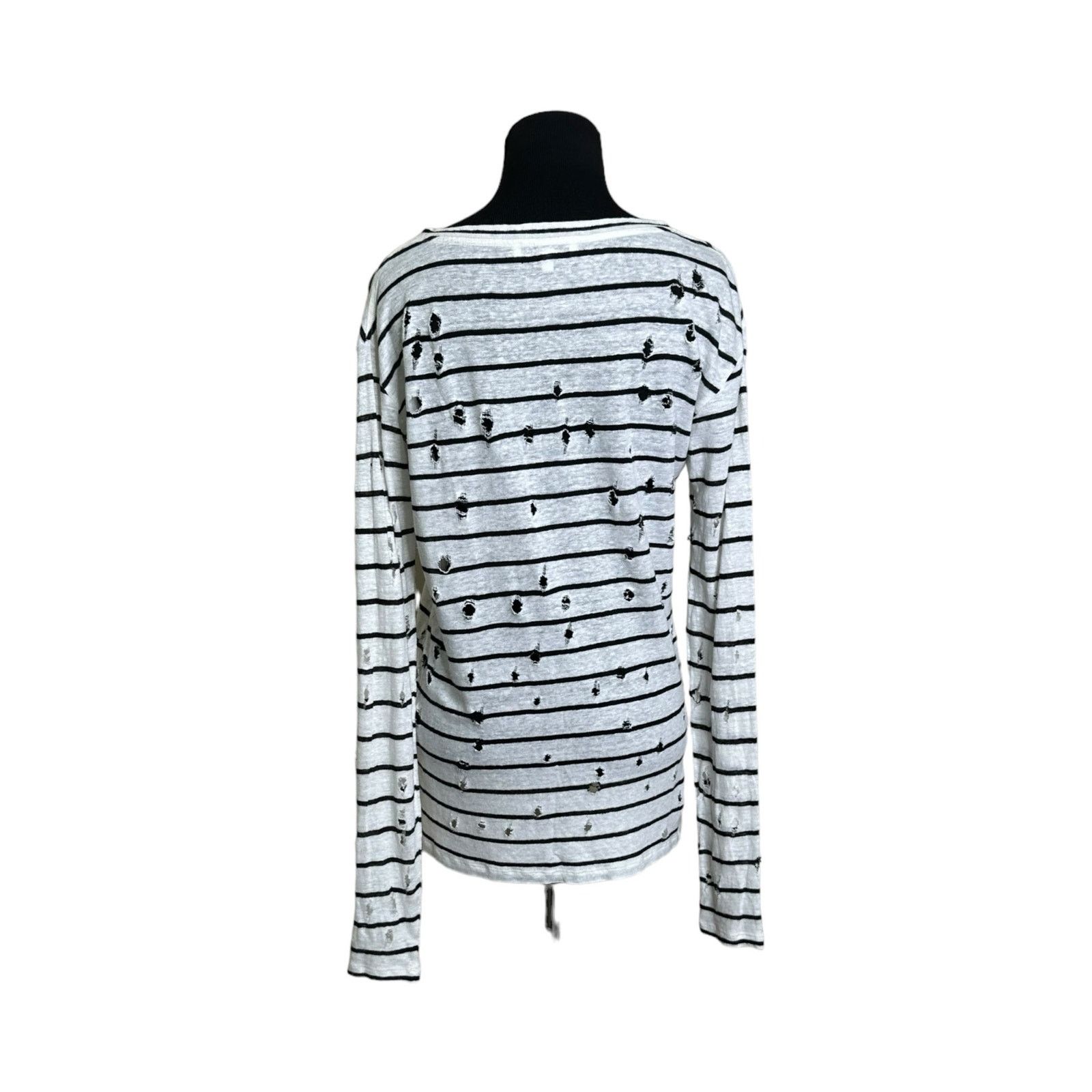 Iro IRO white black linen stripes distressed shirt size XS Size XS / US 0-2 / IT 36-38 - 8 Thumbnail