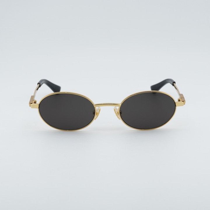 Bottega Veneta Bottega Veneta BV1470S 001 Sunglasses Gold Oval Frame, Grey Size ONE SIZE - 2 Thumbnail