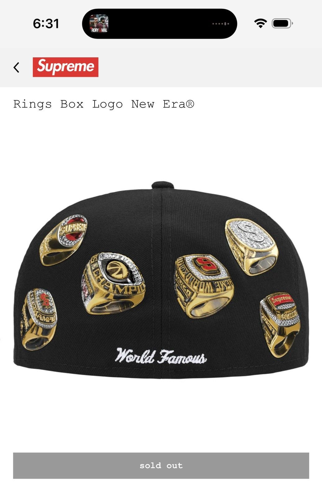 New Era × Supreme Supreme Rings Box Logo New Era® 7 5/8 Black Size ONE SIZE - 1 Thumbnail