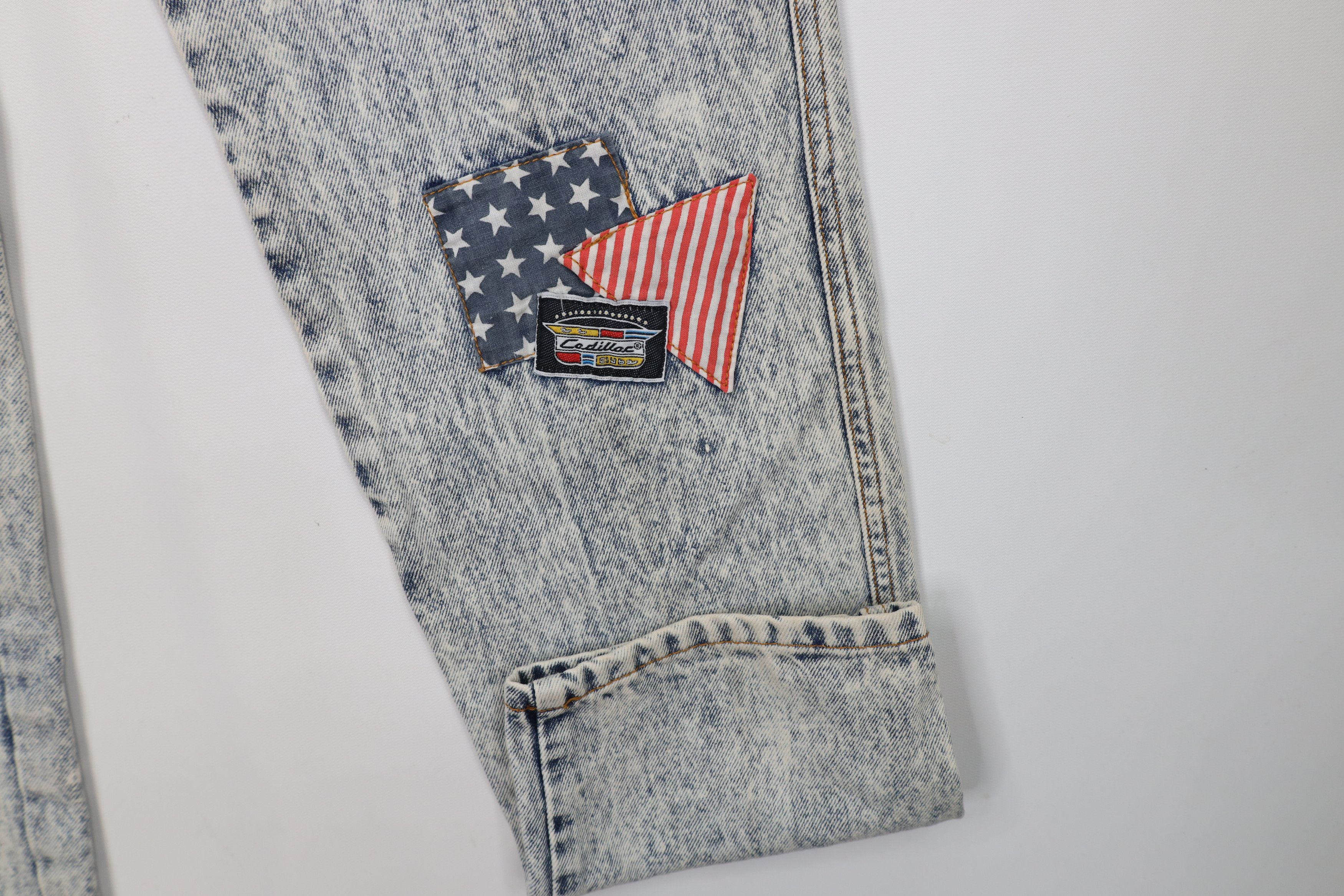 Cadillac Deadstock Vintage 80s 90s Cadillac Racing Acid Wash Jeans Size US 32 / EU 48 - 5 Thumbnail
