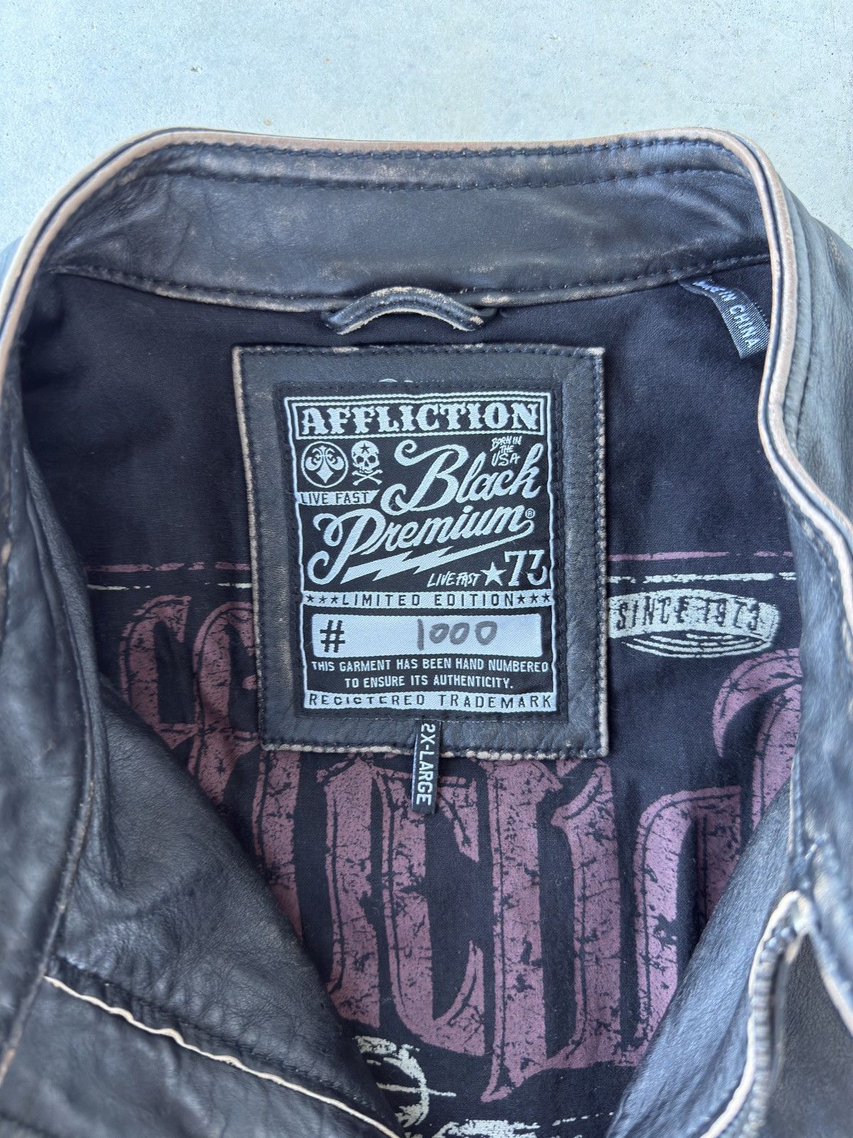 Affliction Vintage Y2K Affliction American Customs Leather Biker Jacket Size US XXL / EU 58 / 5 - 6 Thumbnail