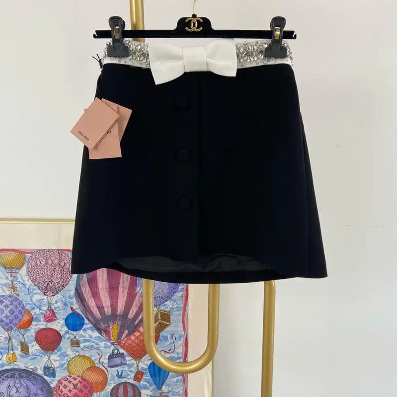 Miu Miu A-Line Skirt in Black Acetate 0089
