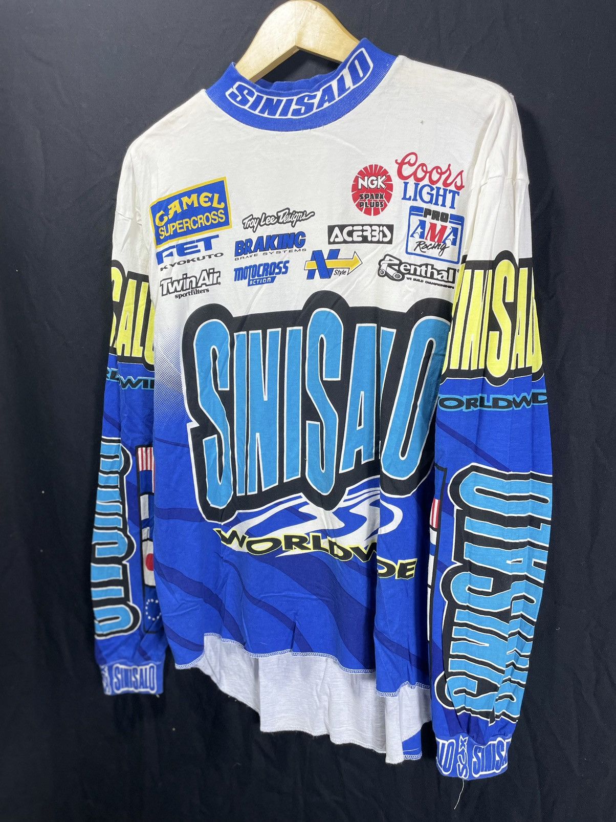 Vintage SiniSalo Worldwide 90s mock neck motocross jersey Troy Lee Size US XL / EU 56 / 4 - 3 Thumbnail